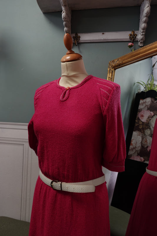 Robe midi en maille texturée – Rose Vintage C&A 1980s
