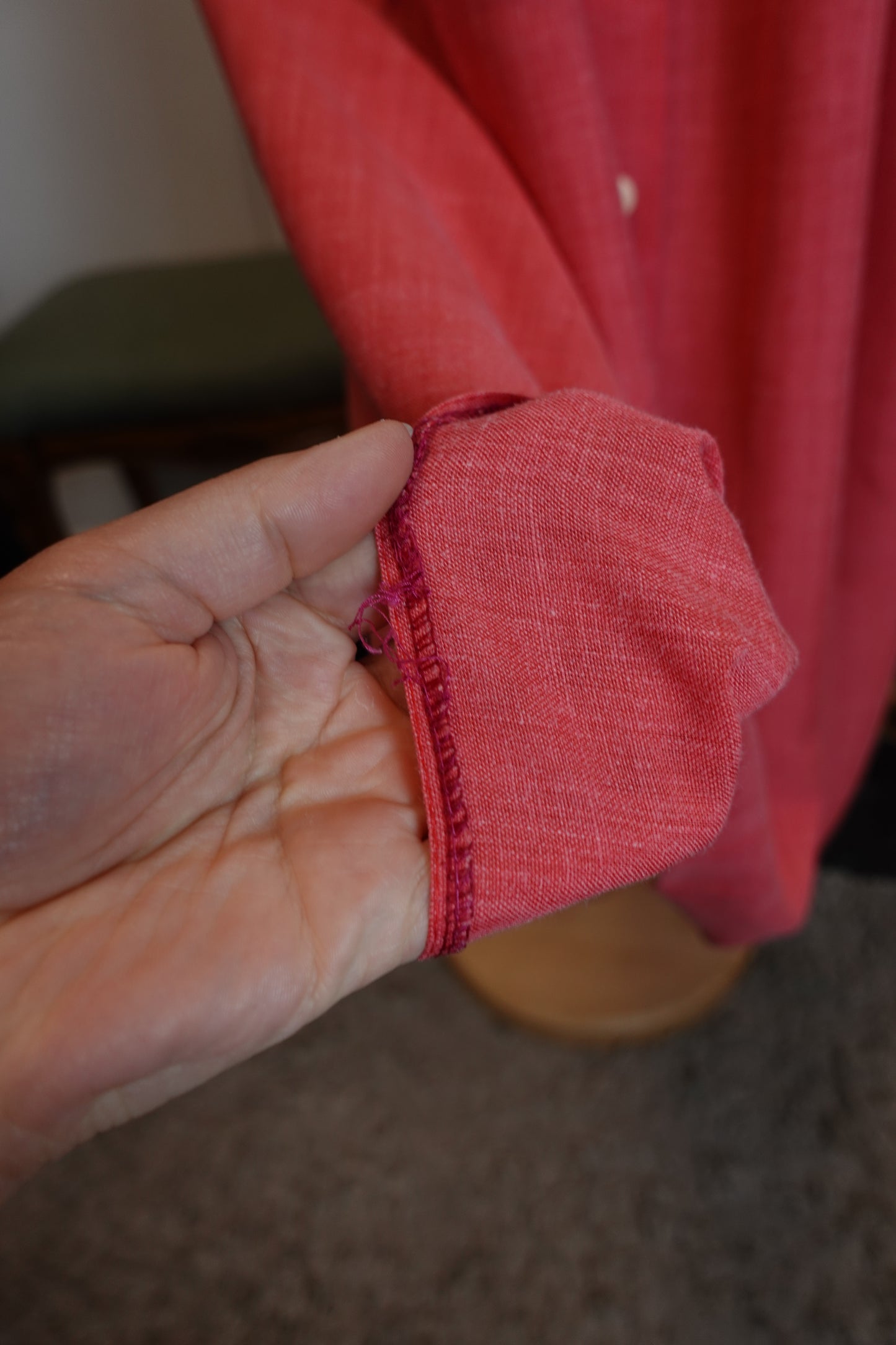 Jupe vintage rose taille haute en lin mélangé