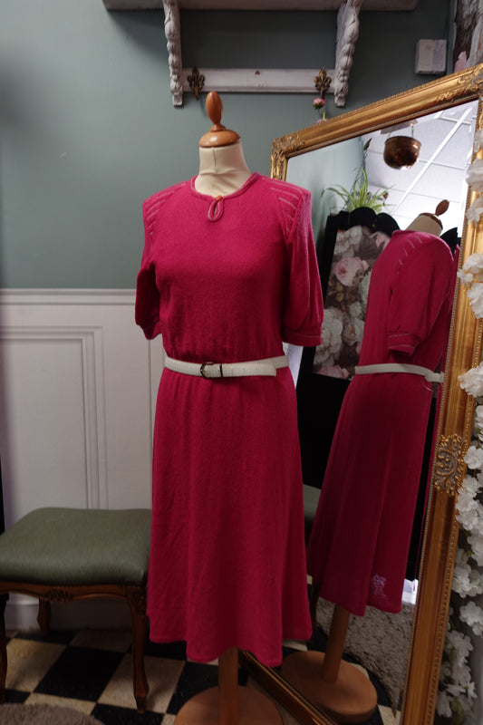 Robe midi en maille texturée – Rose Vintage C&A 1980s