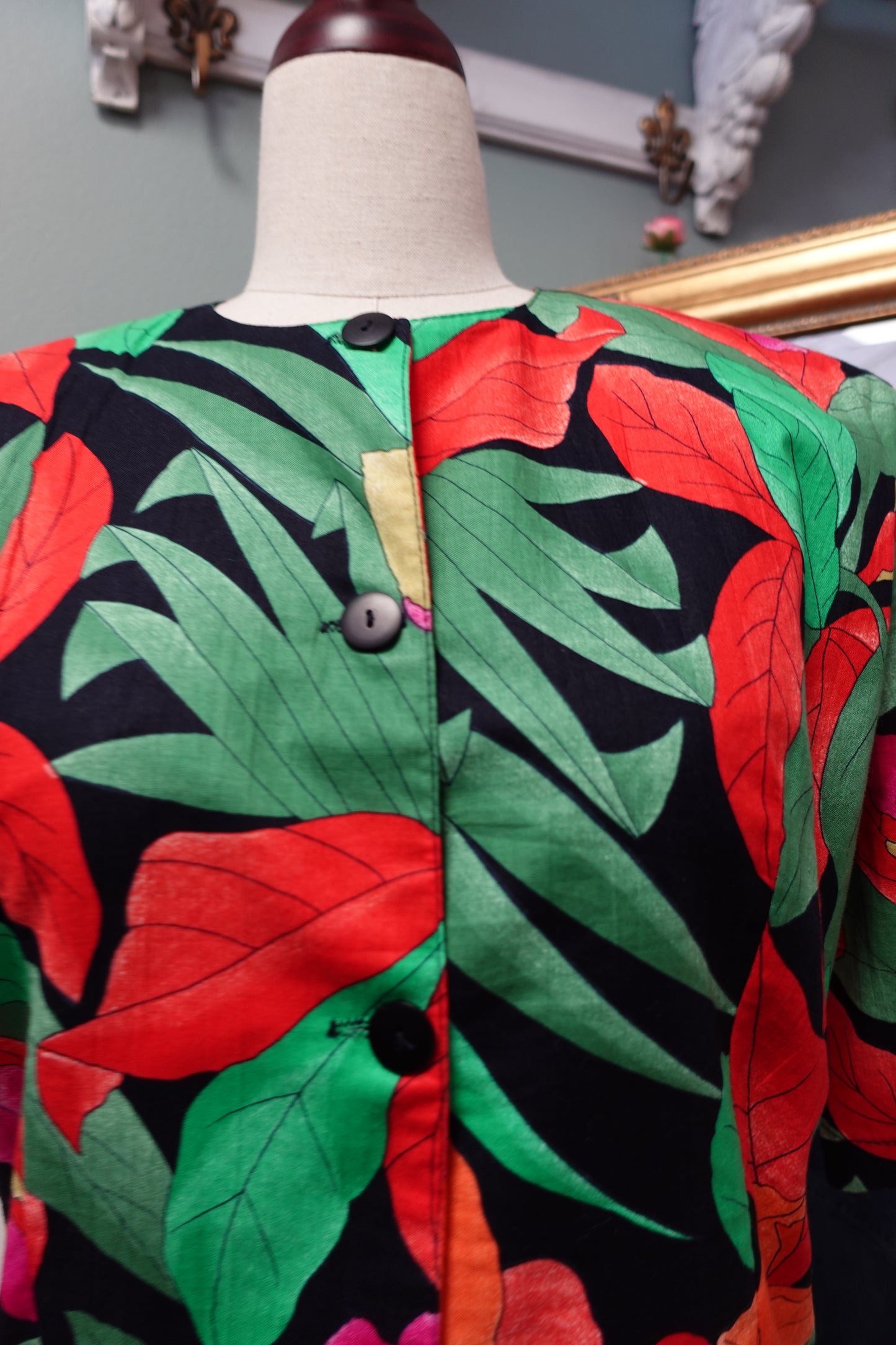 Veste-Chemise Vintage Tropicale – Sarah B. Paris (Fabriquée en France)