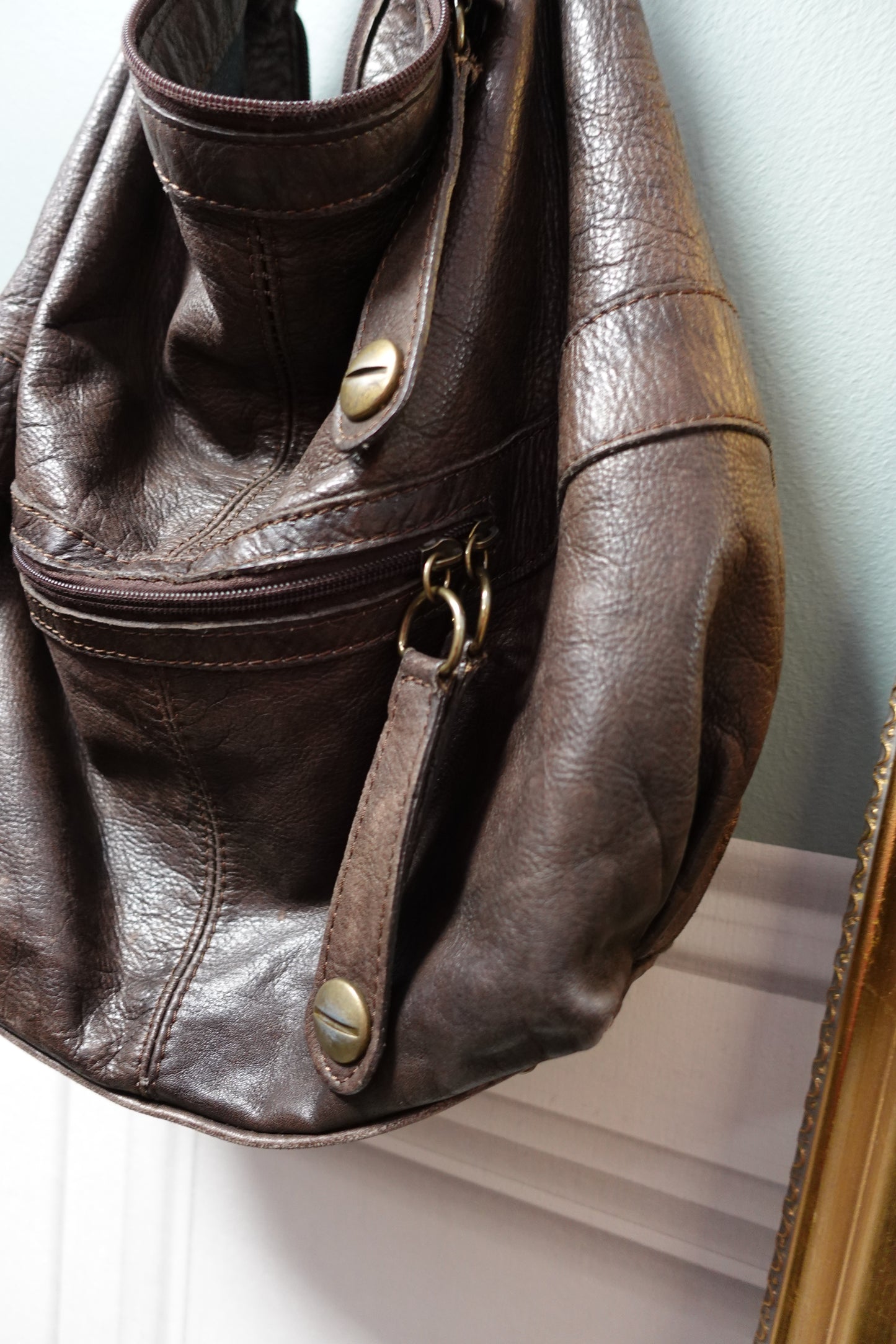 Sac hobo vintage en cuir marron