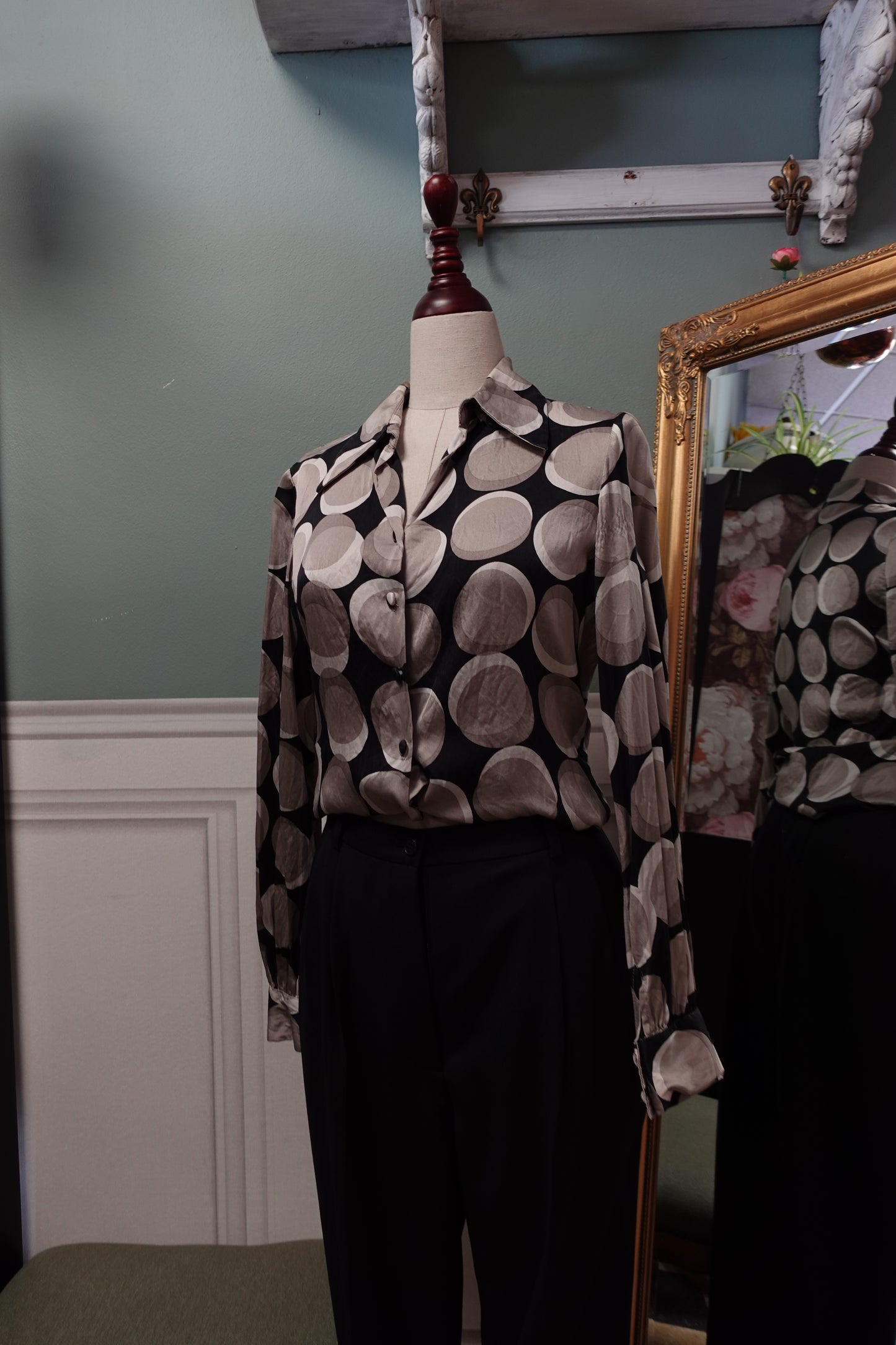 Chemise Caroll 100 % soie Made in France imprimé graphique T36