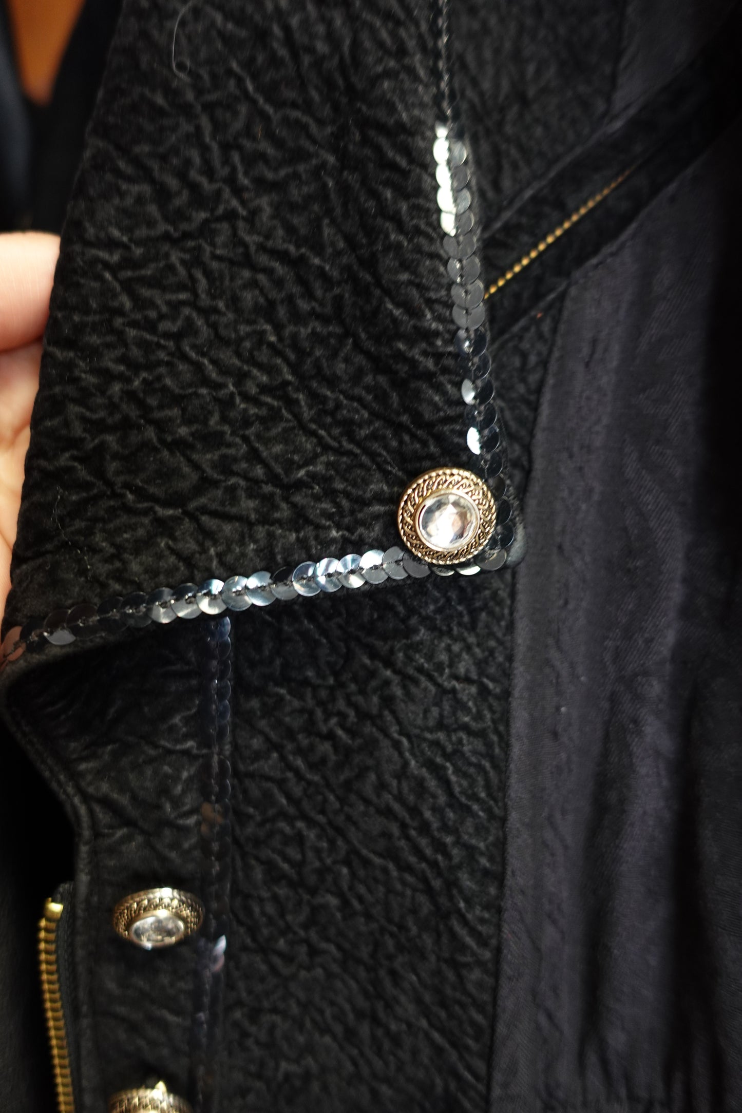 Veste Blazer Longue "Midnight" à Sequins et Ceinture — Pièce d'Archive Rétro