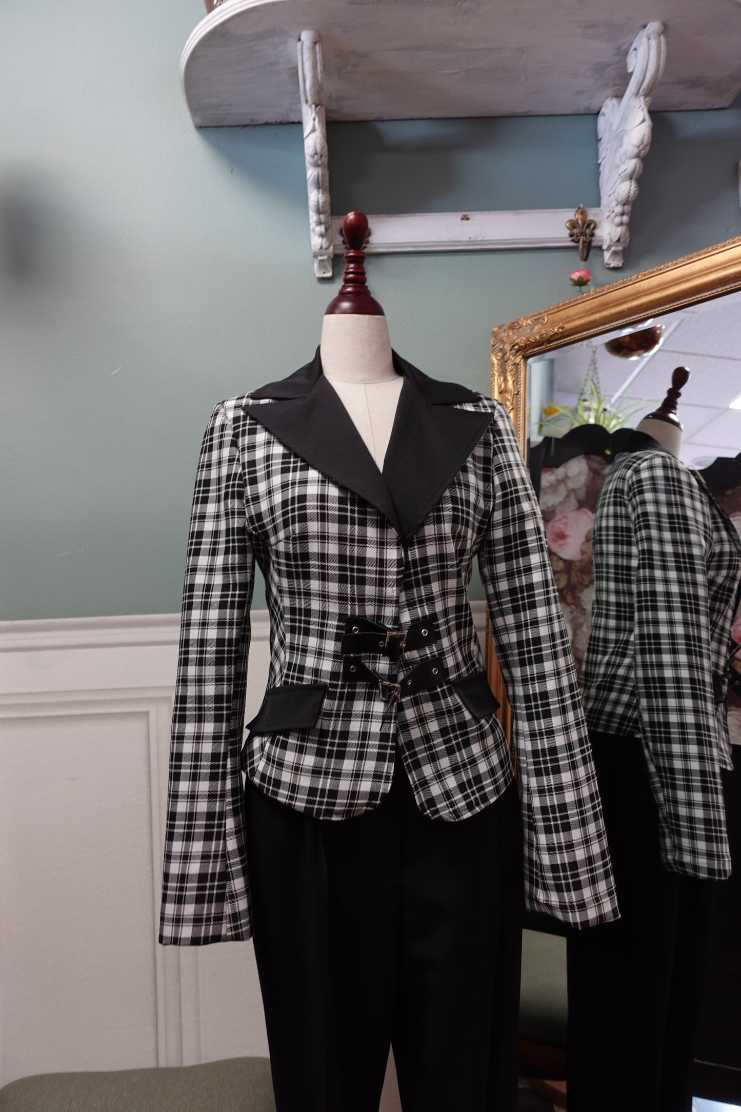 Blazer Rinascimento noir et blanc à carreaux – Made in Italy – Taille 36/38