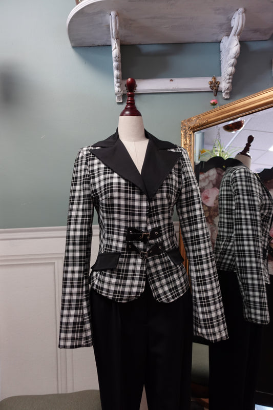 Blazer Rinascimento noir et blanc à carreaux – Made in Italy – Taille 36/38