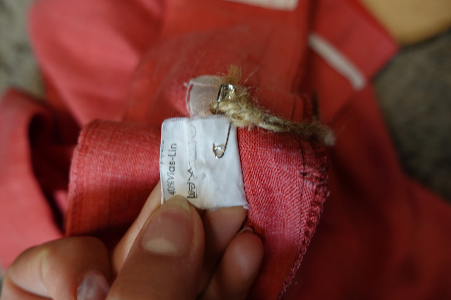Jupe vintage rose taille haute en lin mélangé