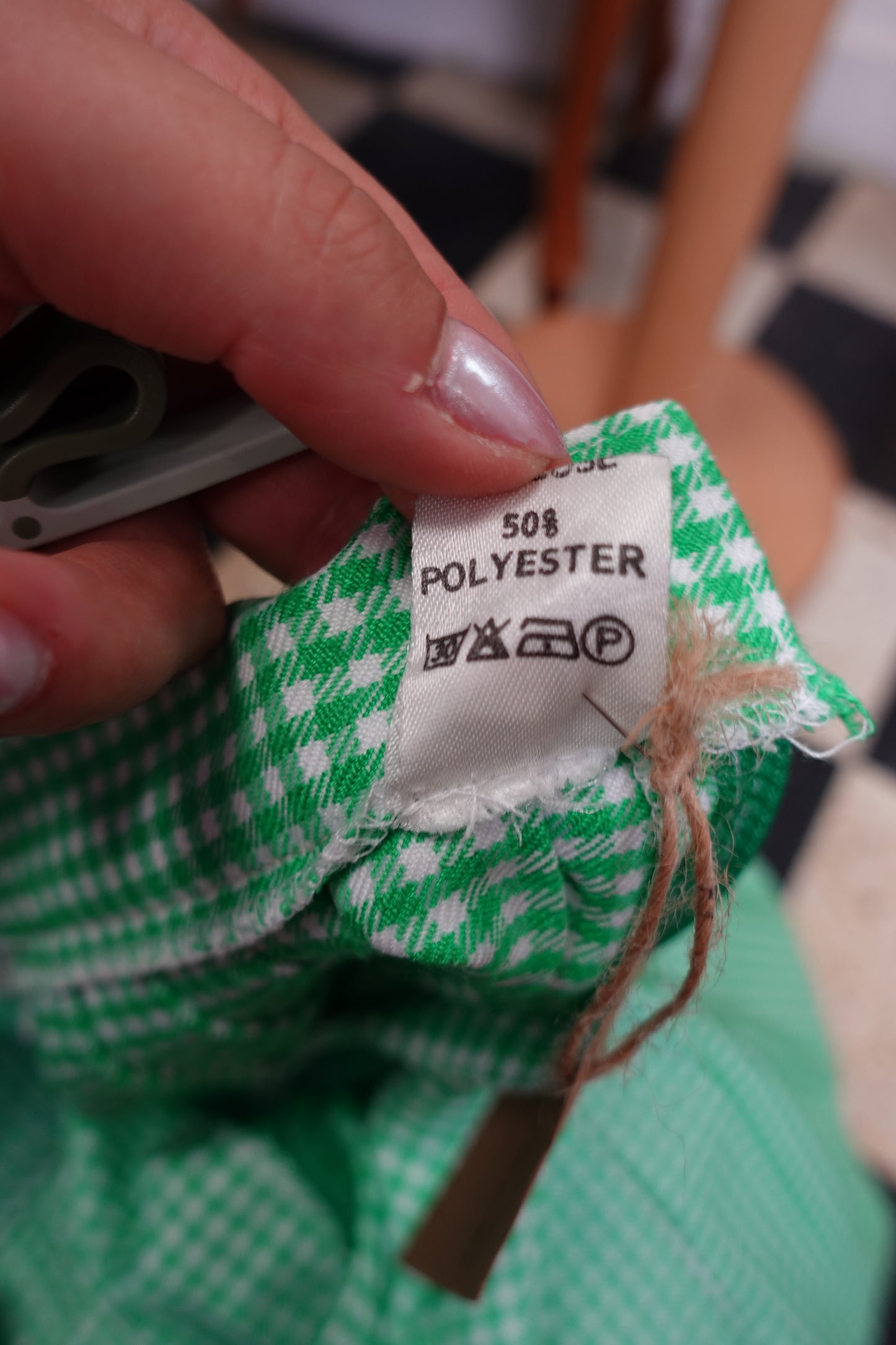 Jupe patineuse vintage verte à motif pied-de-poule – Fabriquée en France