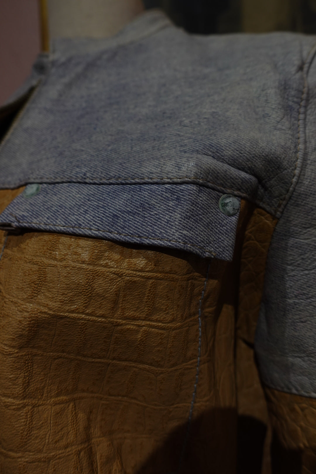 Le Biker "Cavalli" — Cuir Croco & Effet Denim (Luxe Vintage)