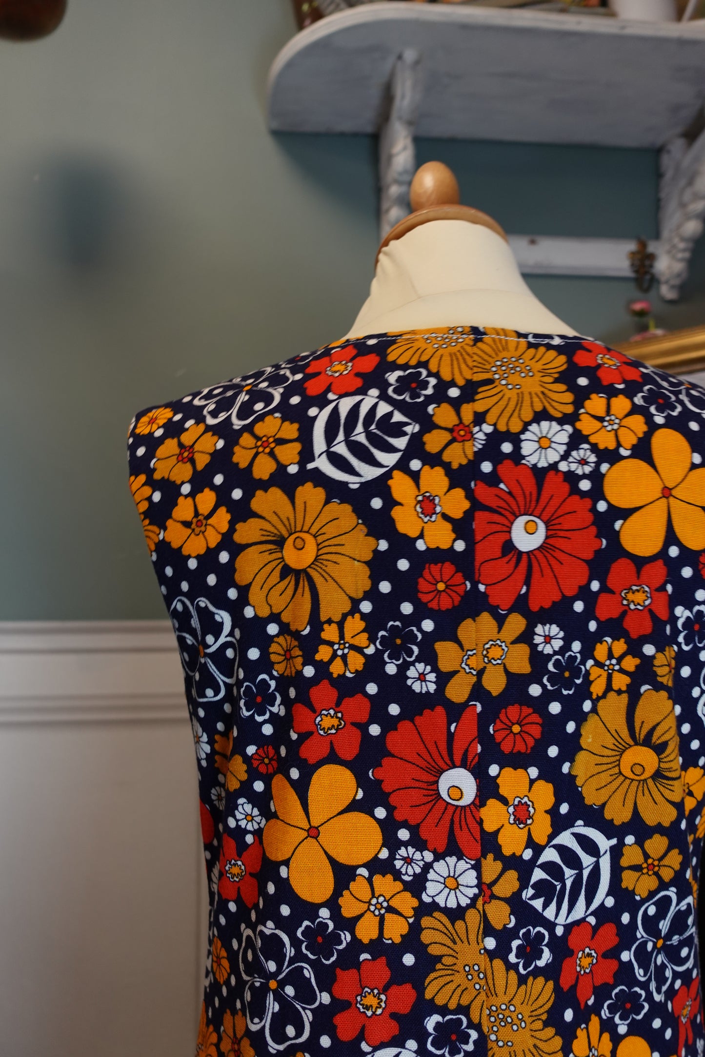 Robe vintage Hubert Made in France 60s-70s en coton fleuri – Taille 36
