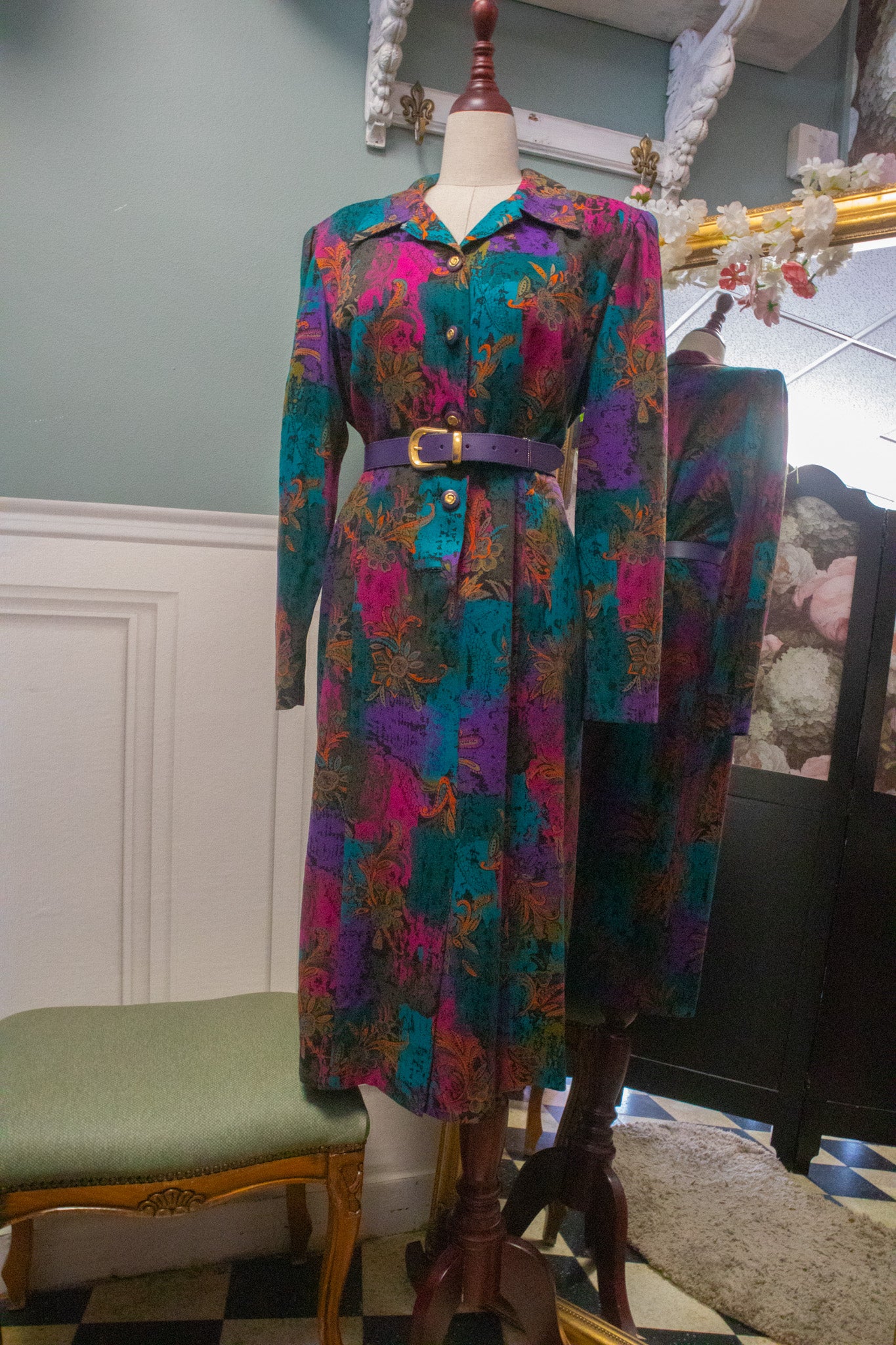 Robe Maxi "Graphic Pop" en Laine et Imprimé Géométrique — Archive Vintage