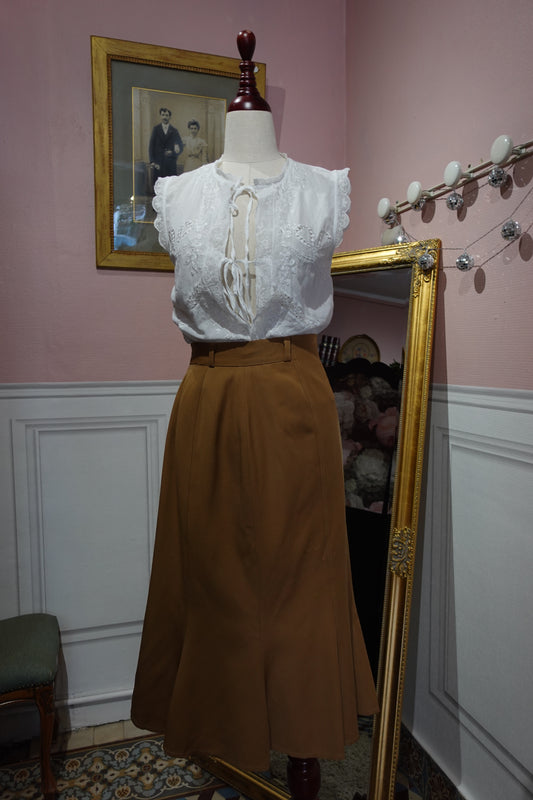 La Jupe Évasée en Laine "Maison Rodier" – Camel