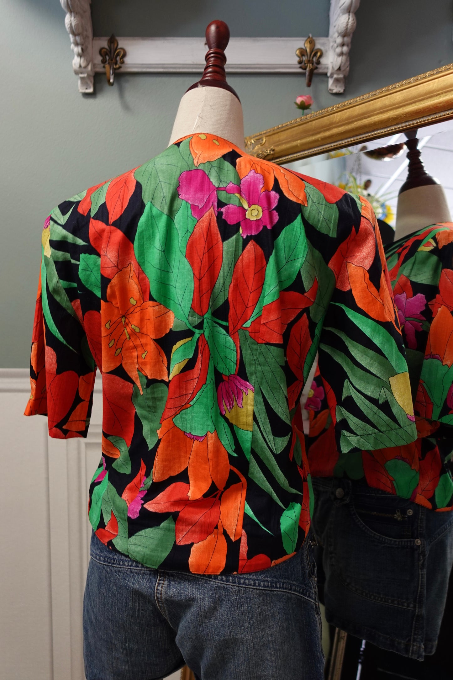 Veste-Chemise Vintage Tropicale – Sarah B. Paris (Fabriquée en France)