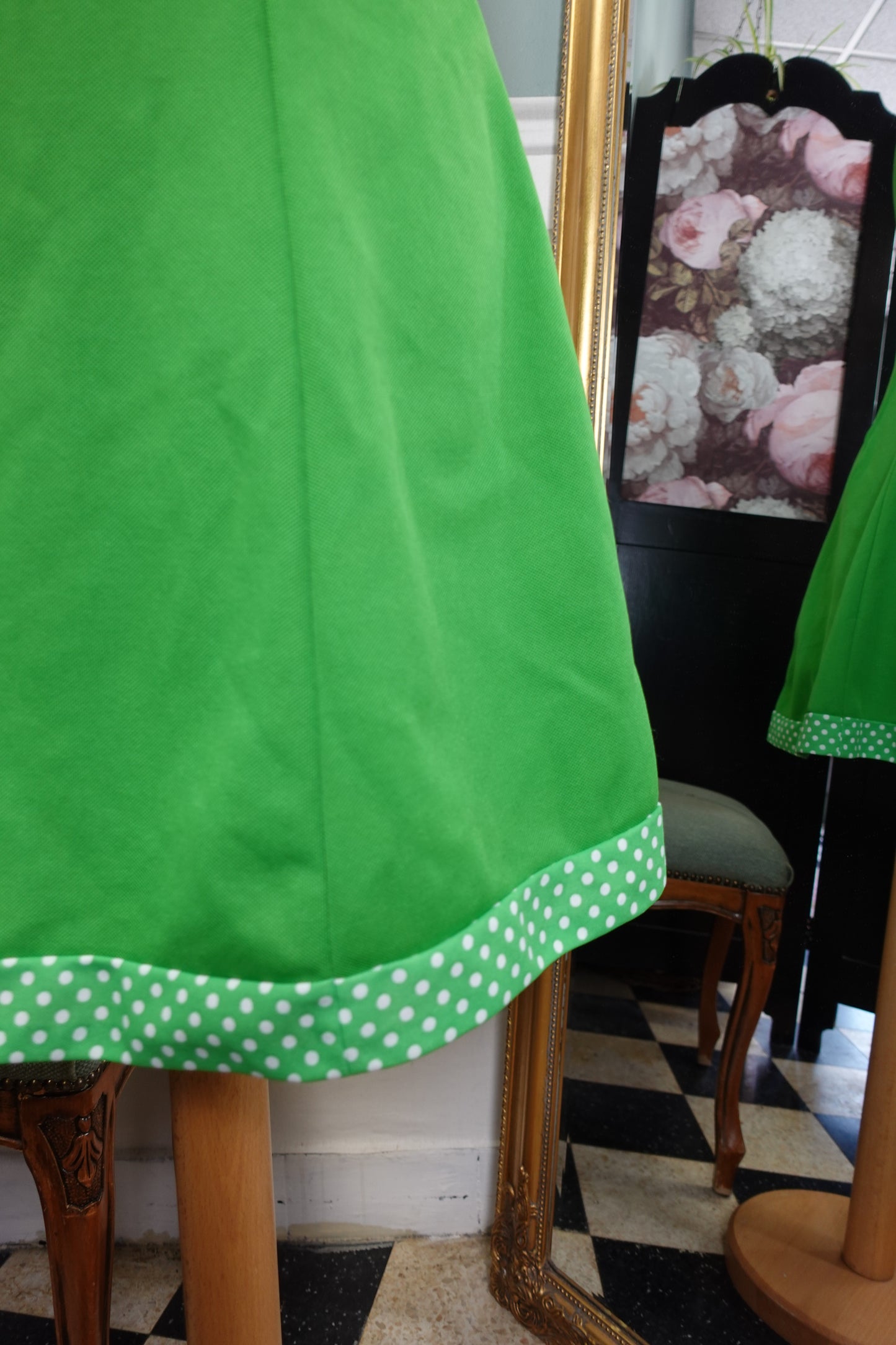 Robe vintage années 60/70 verte à pois