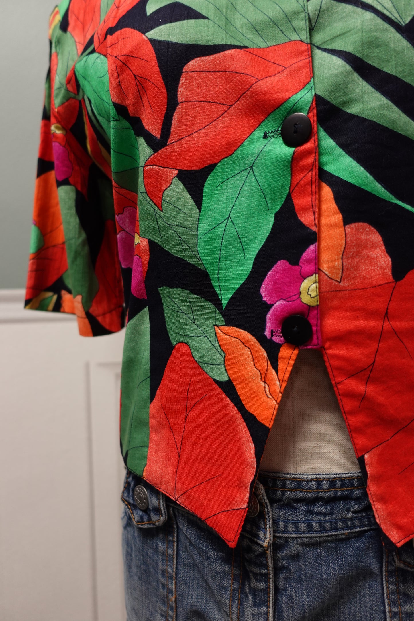 Veste-Chemise Vintage Tropicale – Sarah B. Paris (Fabriquée en France)