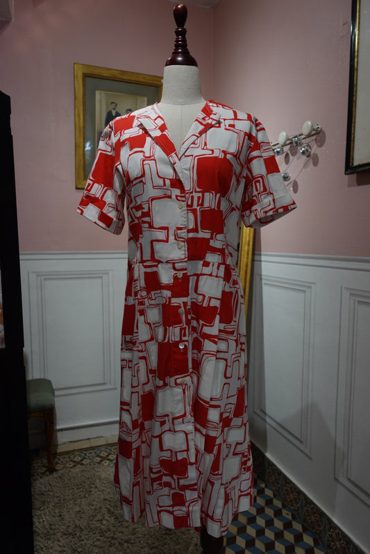 La Robe Artisanale "Graphique" - Vintage Authentique 60s