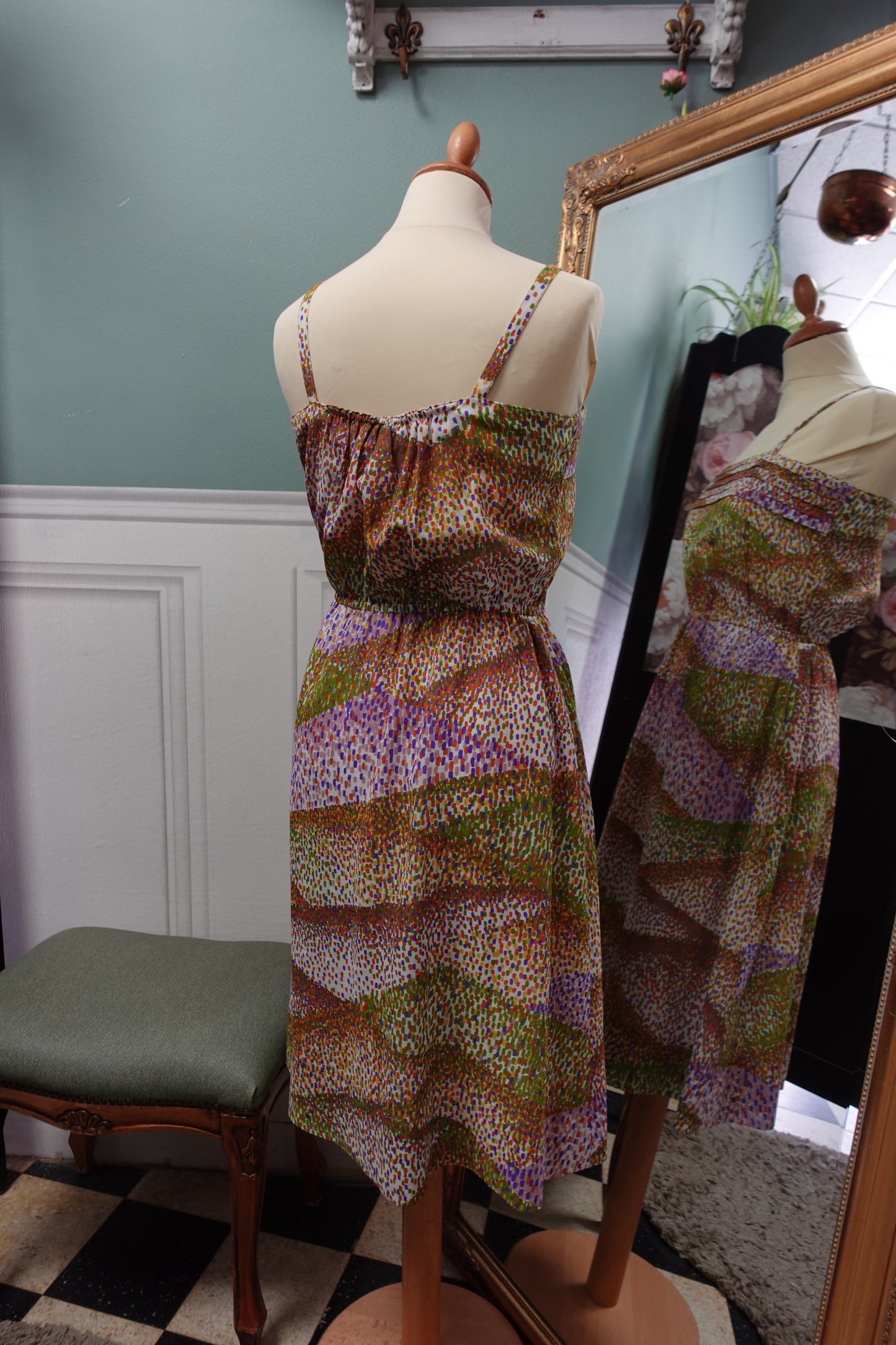 : Robe midi fluide – Crêpe Texturé Vintage 1980s