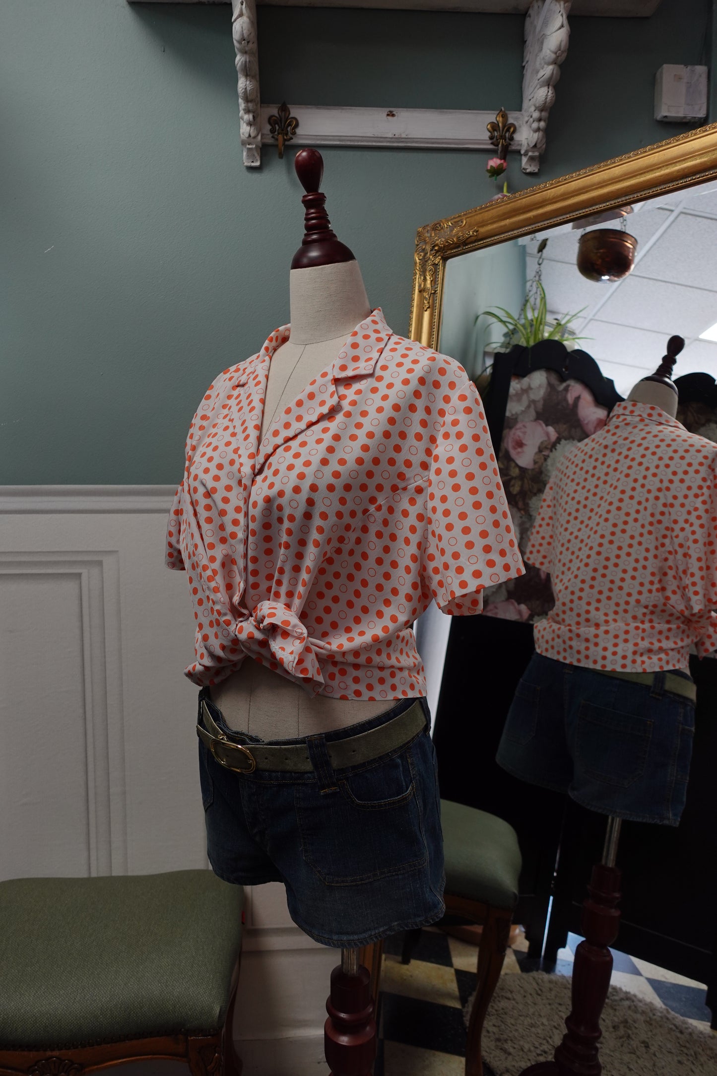 Chemise fluide à pois vitaminés "Sorbet" – Blanc, Corail & Rose
