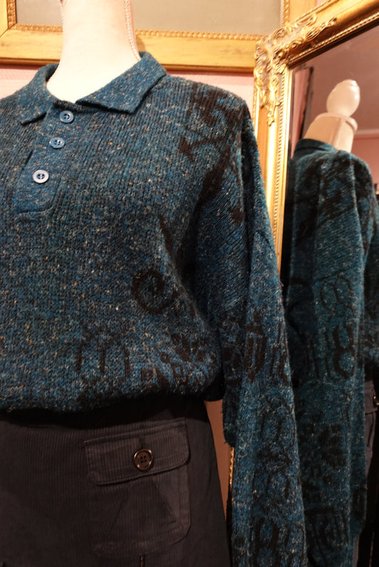 Le Pull "Grandpa Chic" – Laine Chinée & Col Polo (Made in Italy)