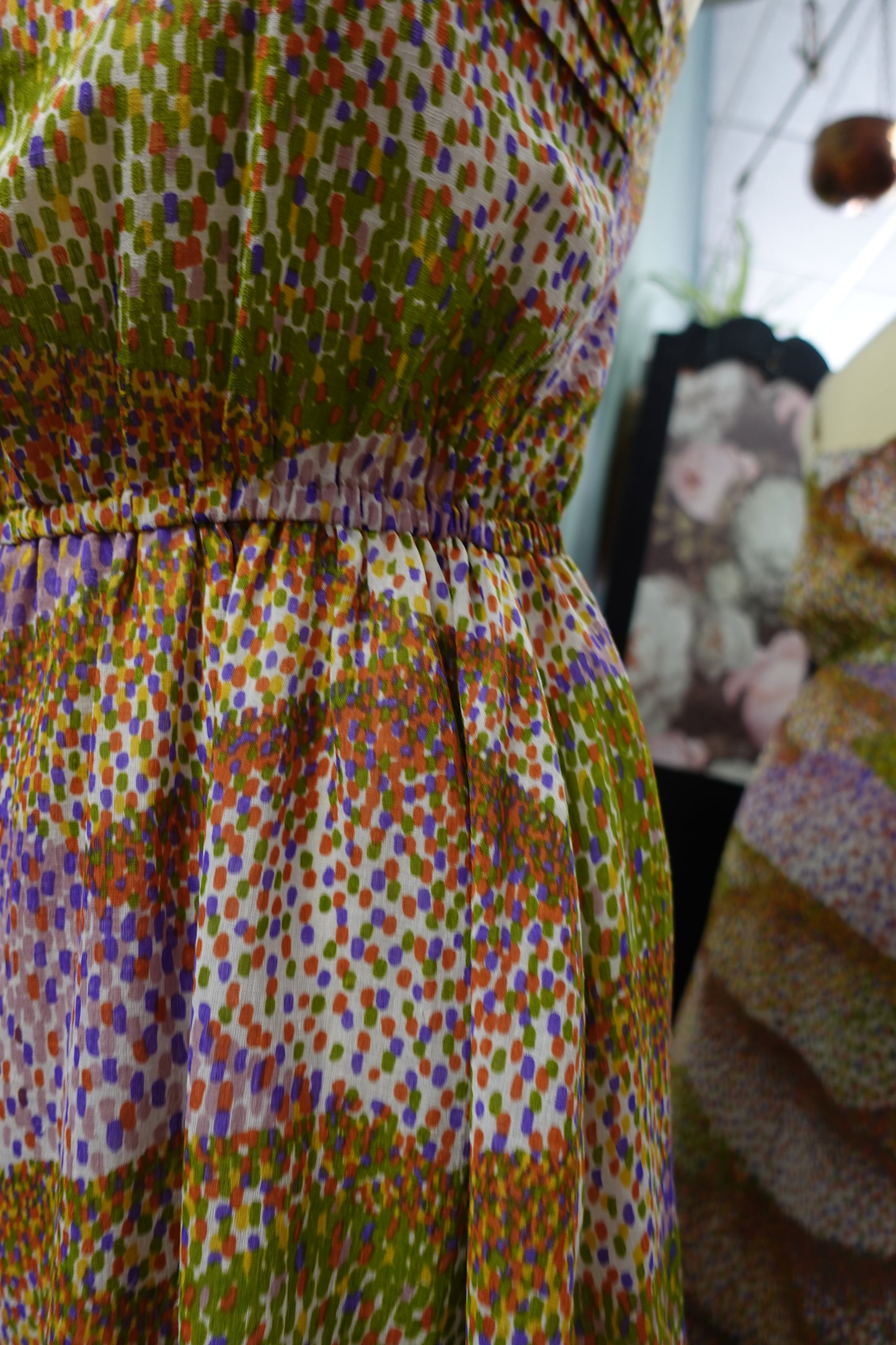 : Robe midi fluide – Crêpe Texturé Vintage 1980s