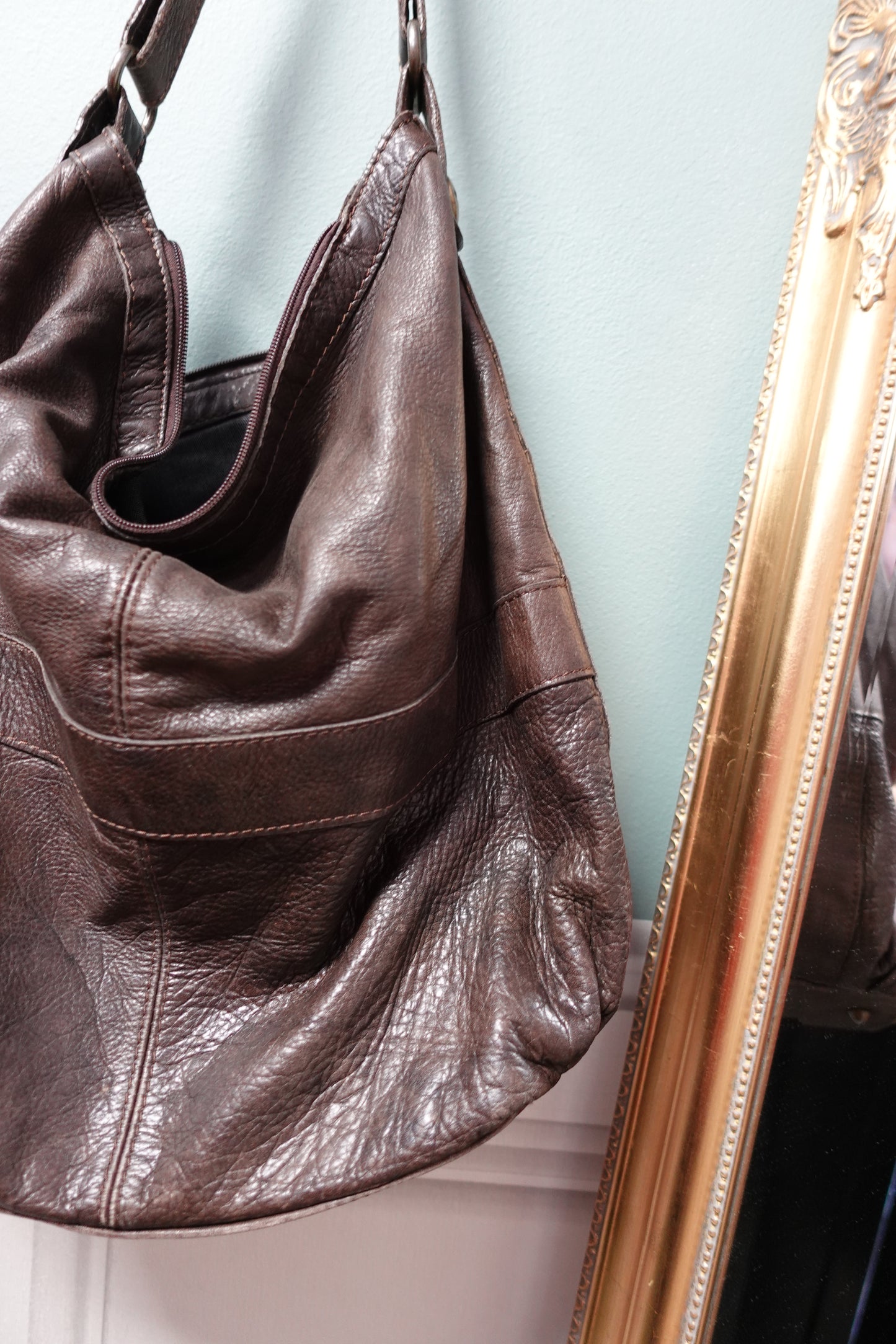 Sac hobo vintage en cuir marron