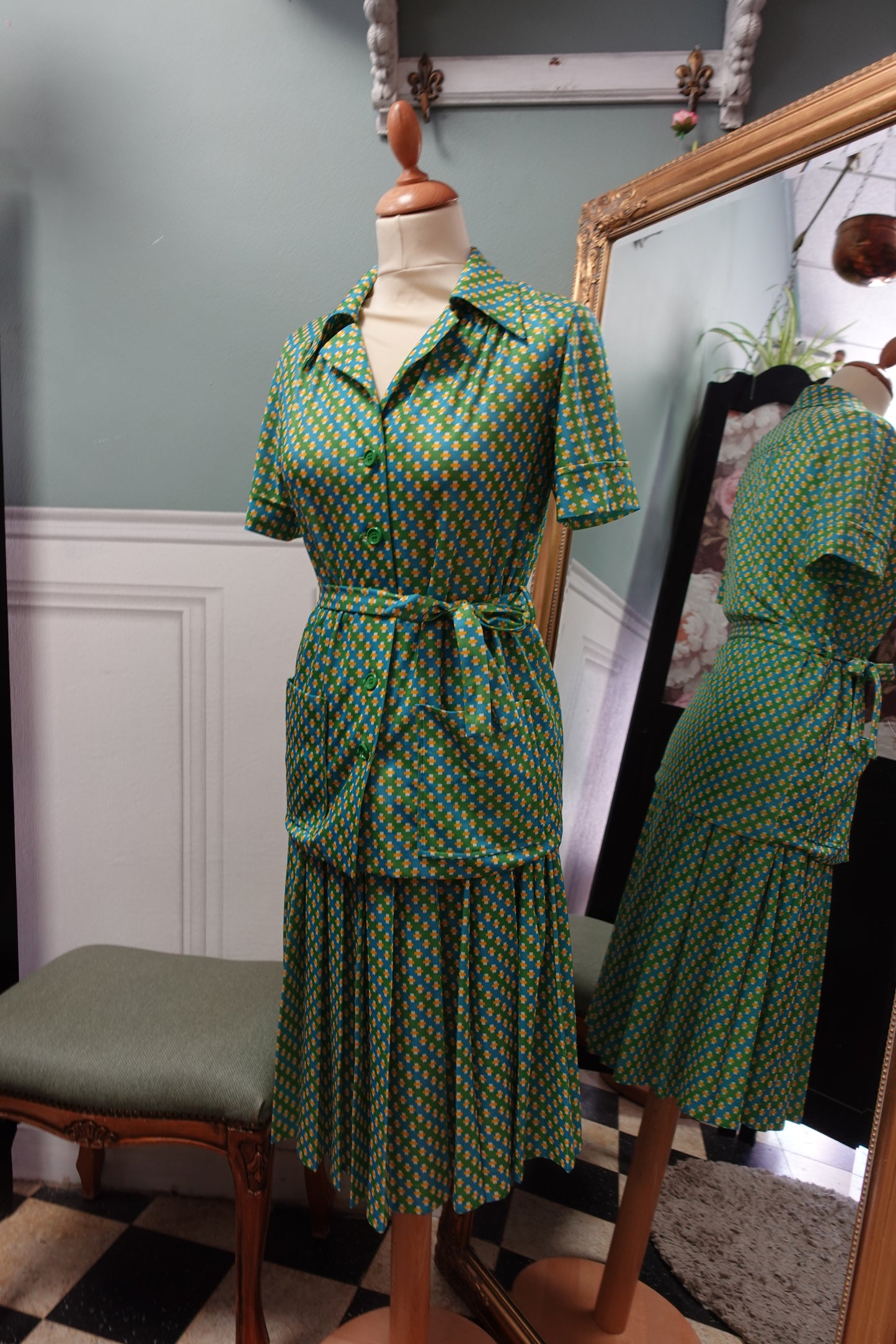 Ensemble coordonné graphique – Rodier Vintage 1970s