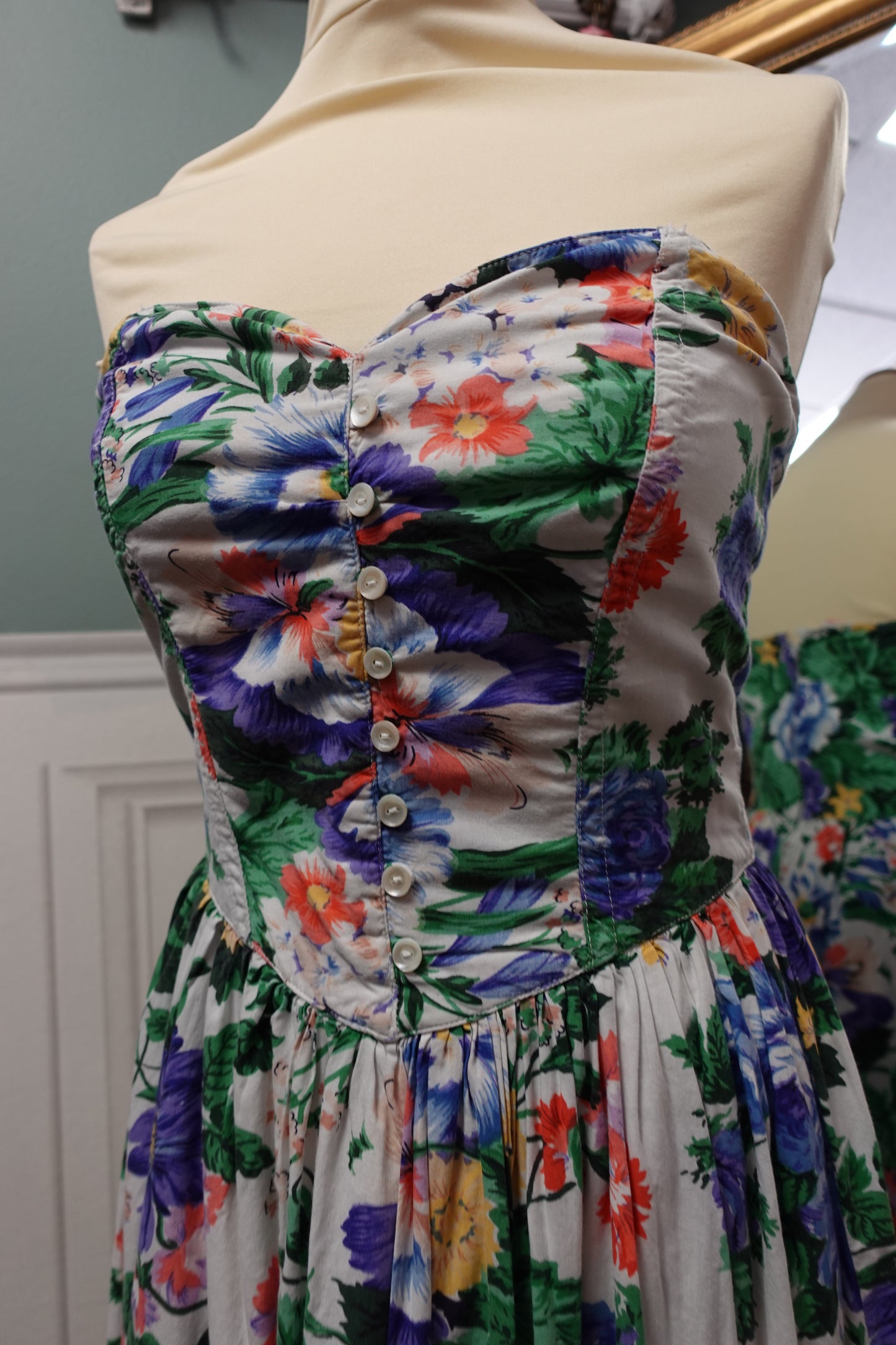 Robe bustier en coton floral – René Derhy Vintage