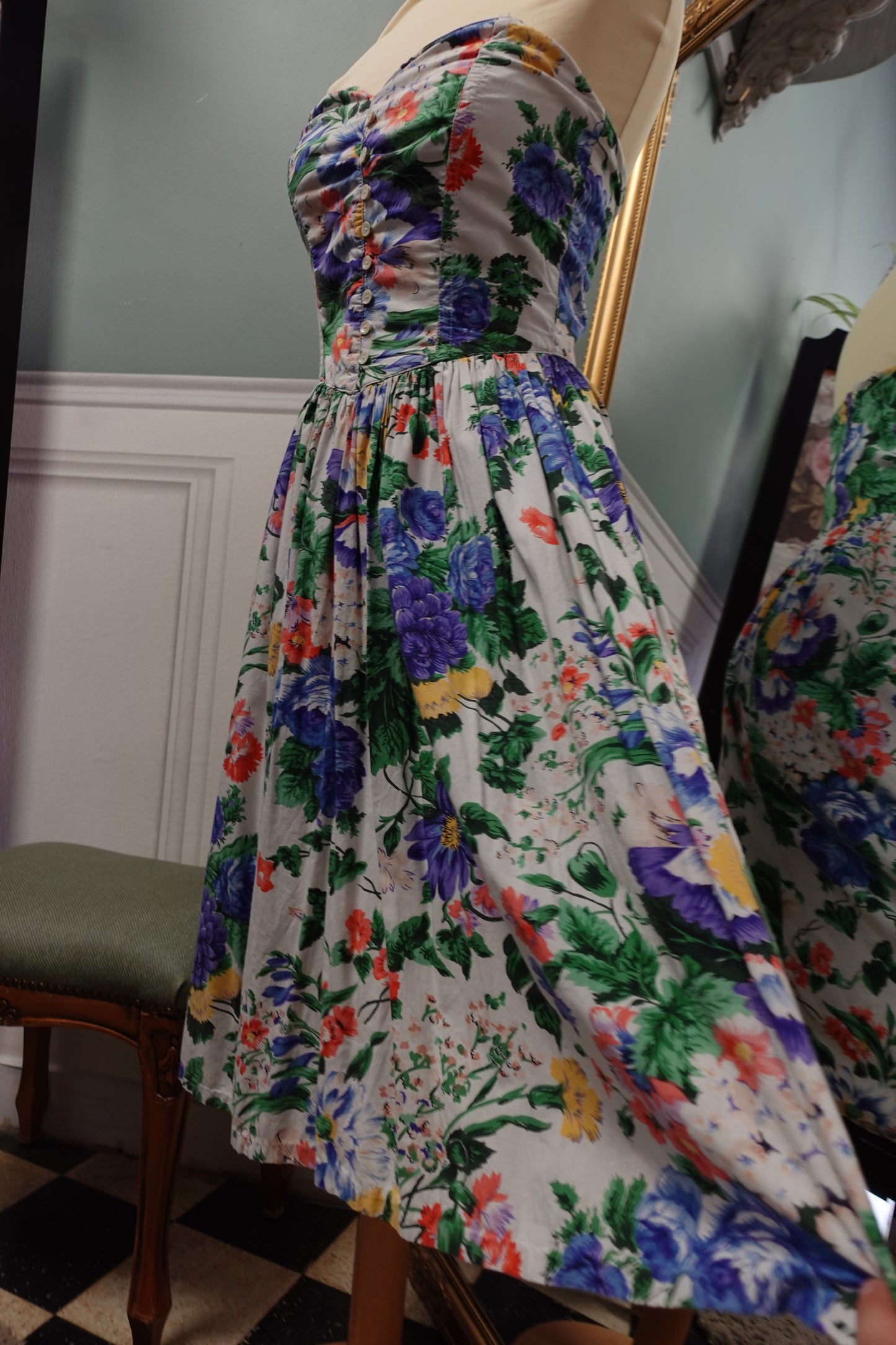 Robe bustier en coton floral – René Derhy Vintage