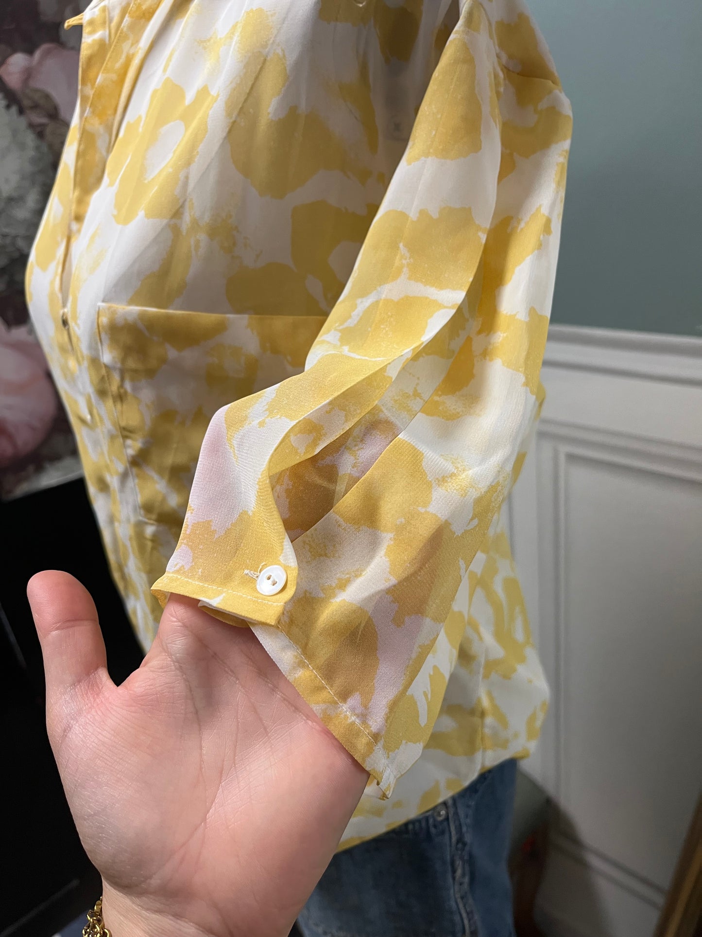 Chemisier vintage Cacharel Paris jaune imprimé – Léger et fluide