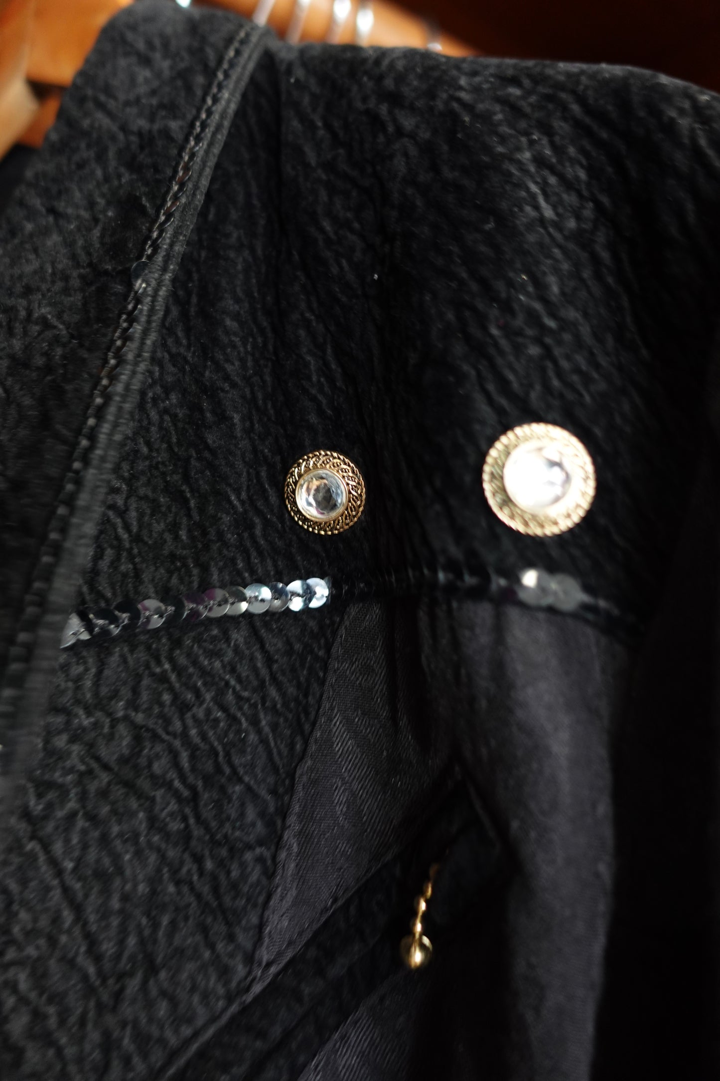Veste Blazer Longue "Midnight" à Sequins et Ceinture — Pièce d'Archive Rétro