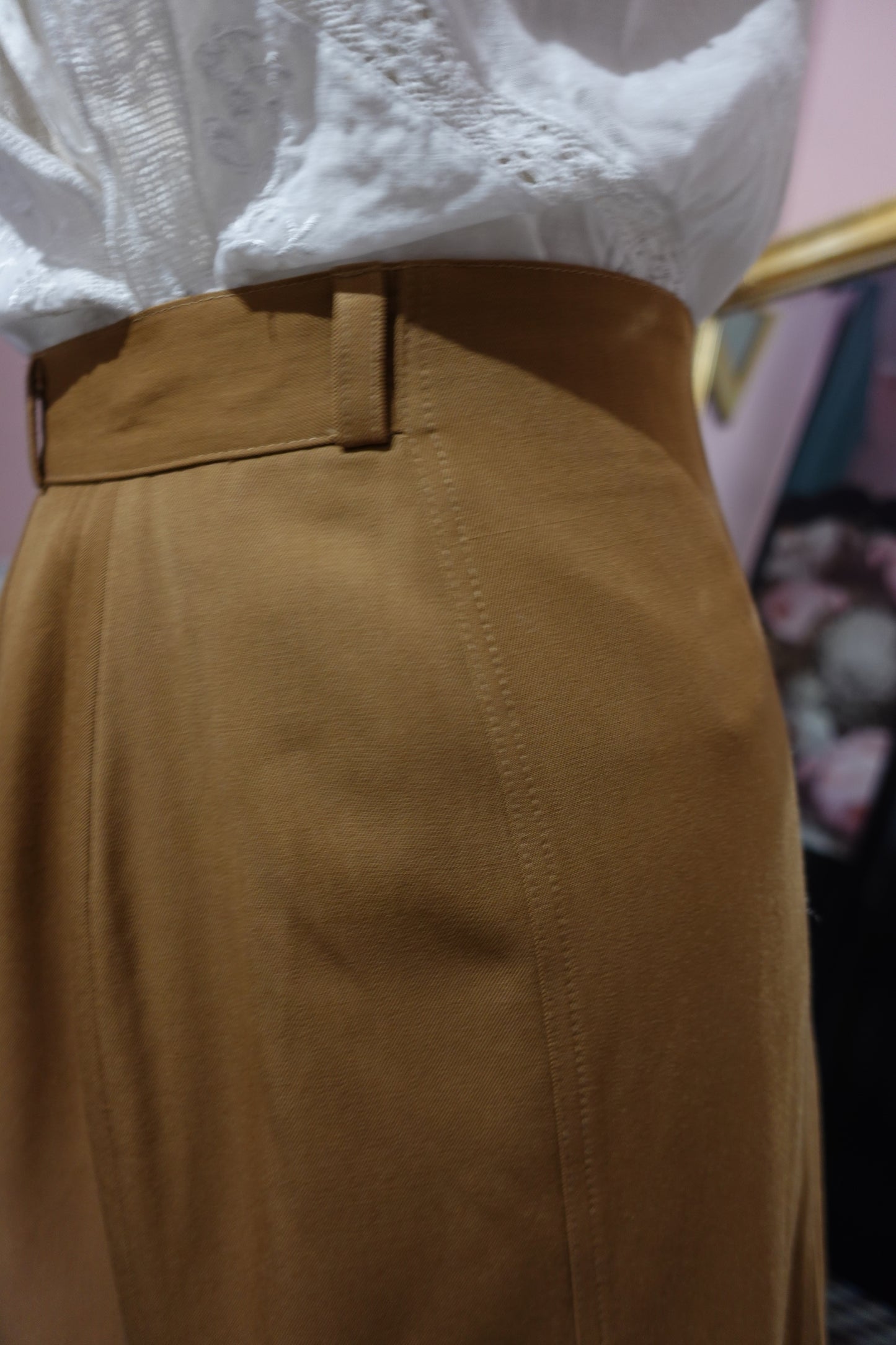 La Jupe Évasée en Laine "Maison Rodier" – Camel