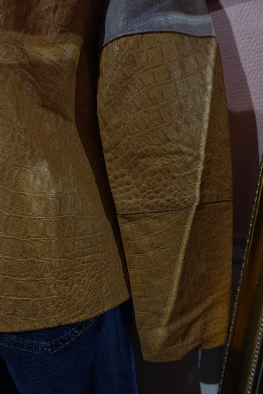 Le Biker "Cavalli" — Cuir Croco & Effet Denim (Luxe Vintage)