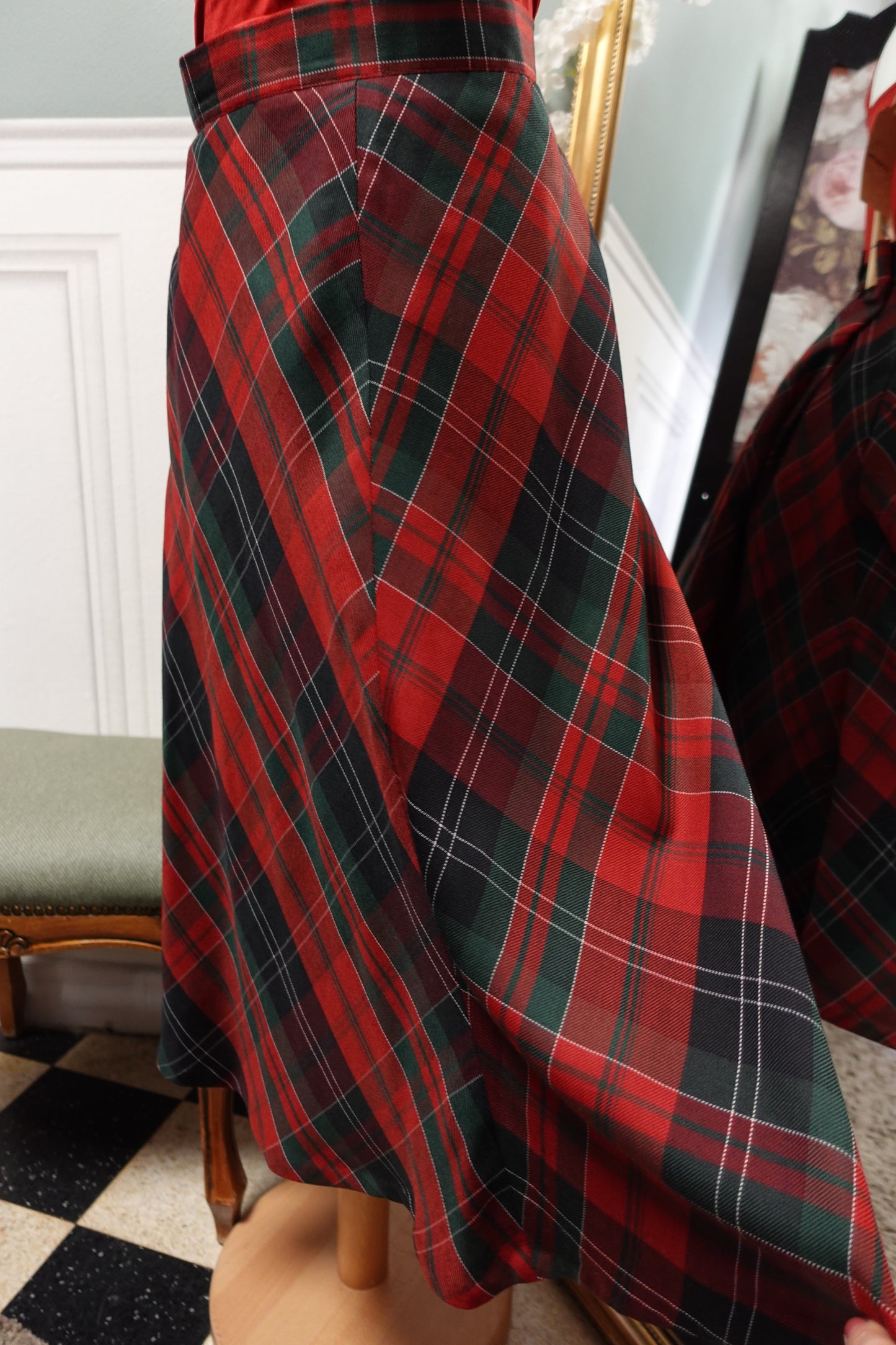 Jupe Vintage à Motif Tartan Rouge d’Exception