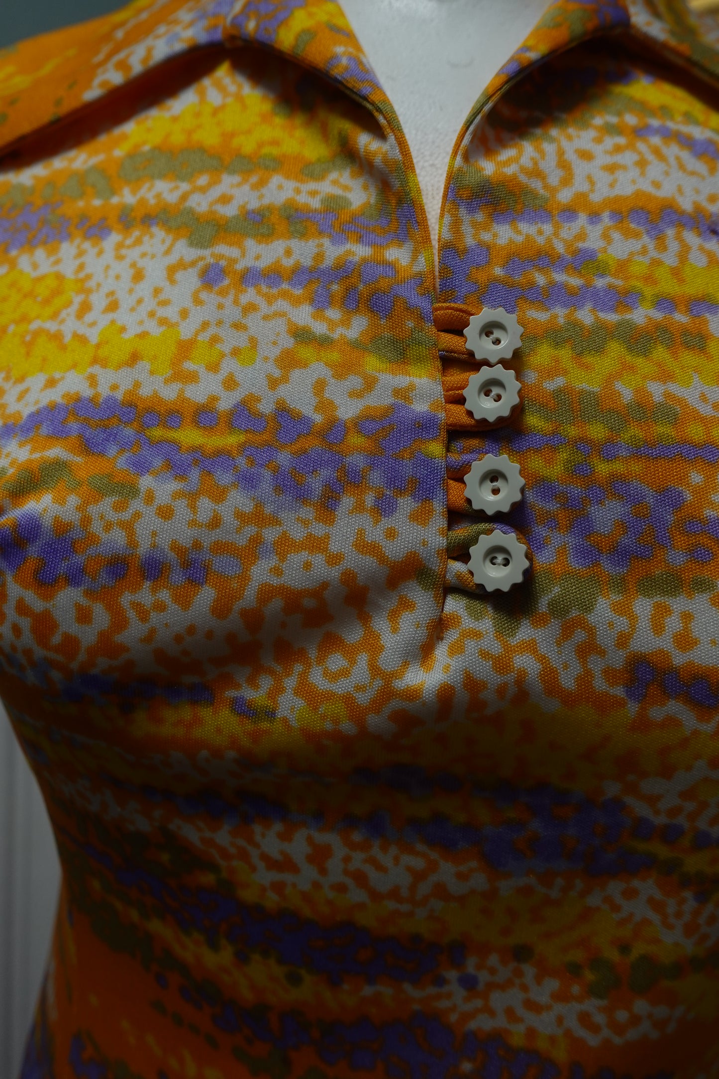 Robe Vintage Années 70 Orange à Grand Col Iconique