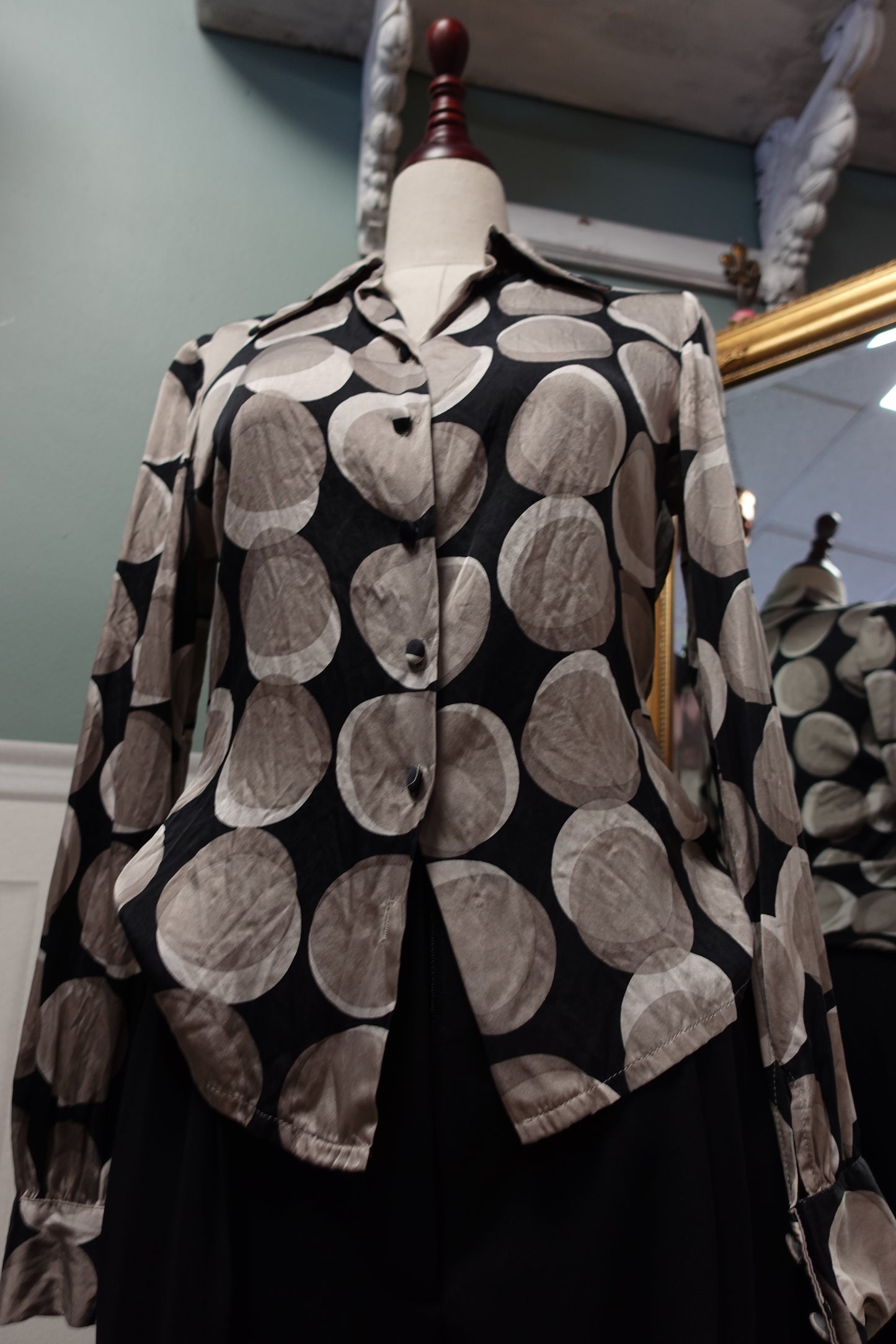 Chemise Caroll 100 % soie Made in France imprimé graphique T36