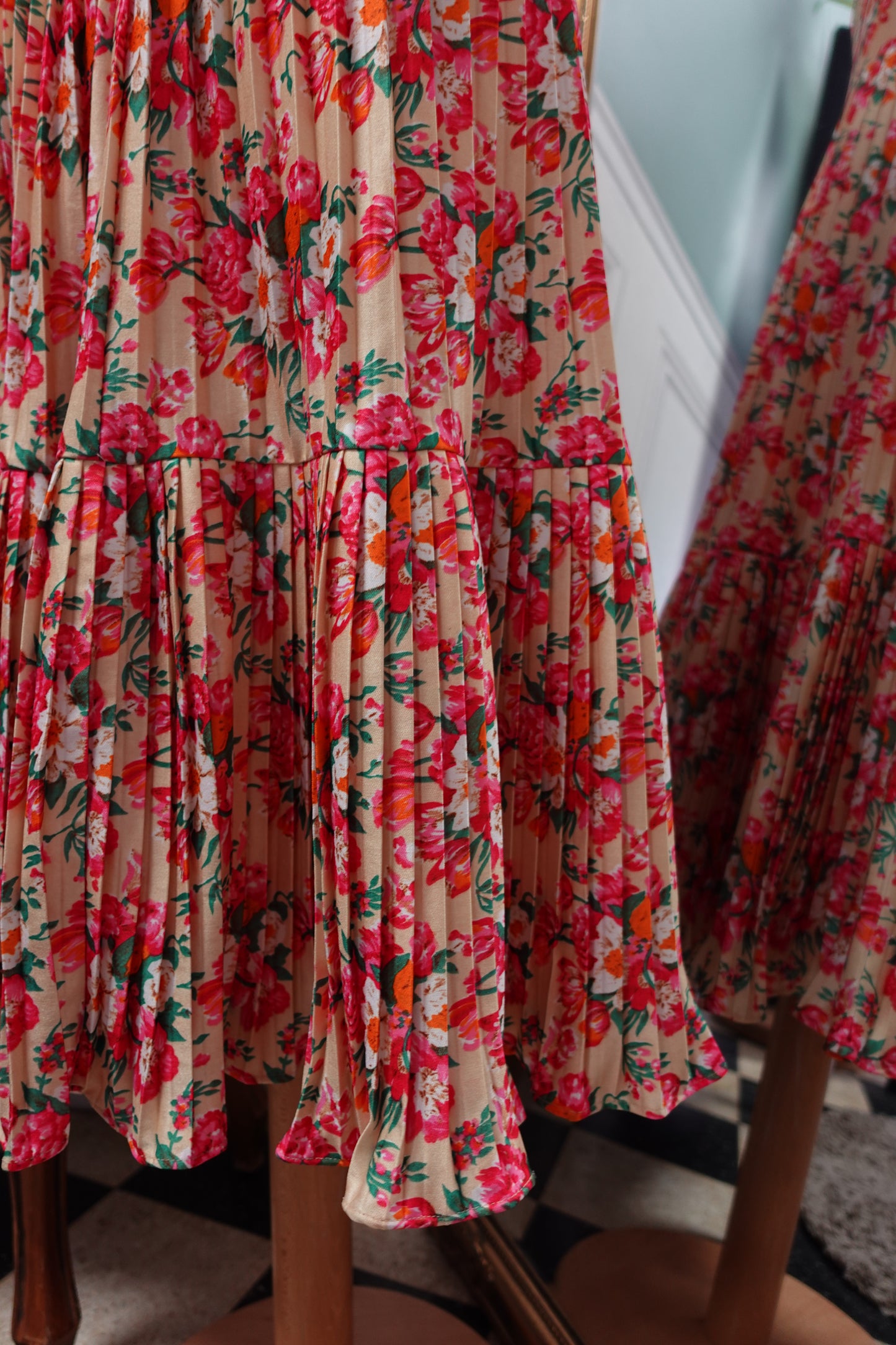 Robe midi dos nu plissée – Imprimé Floral John Rag Vintage
