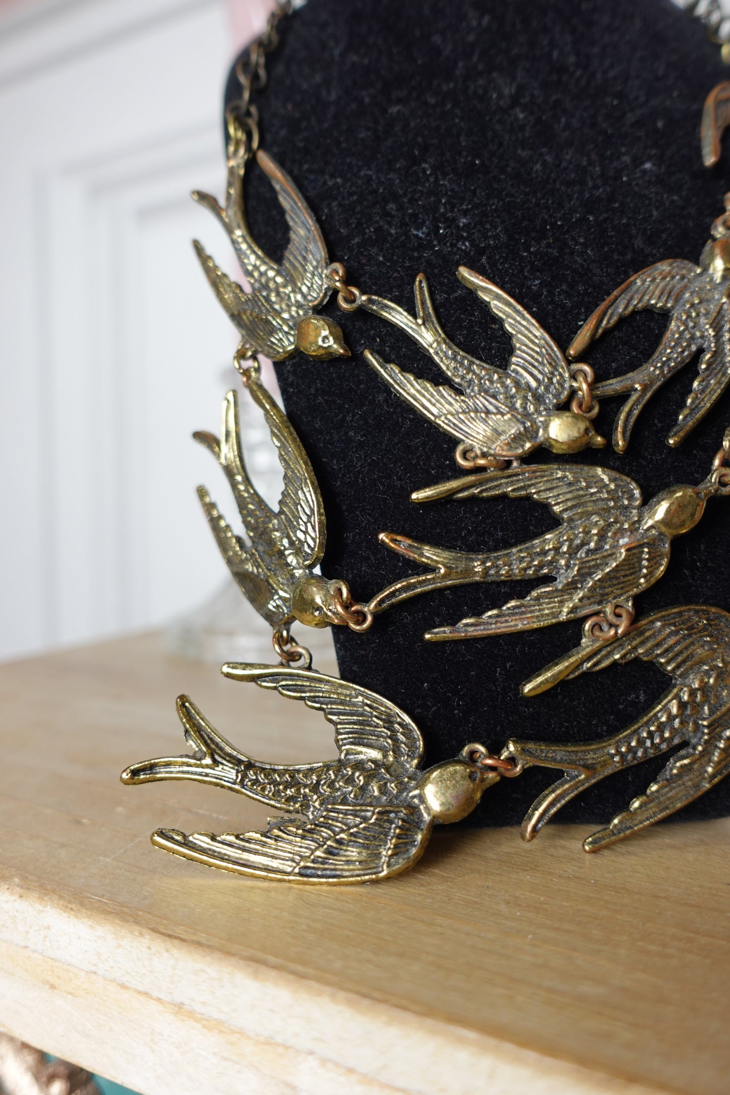 Collier vintage Hirondelles en métal doré