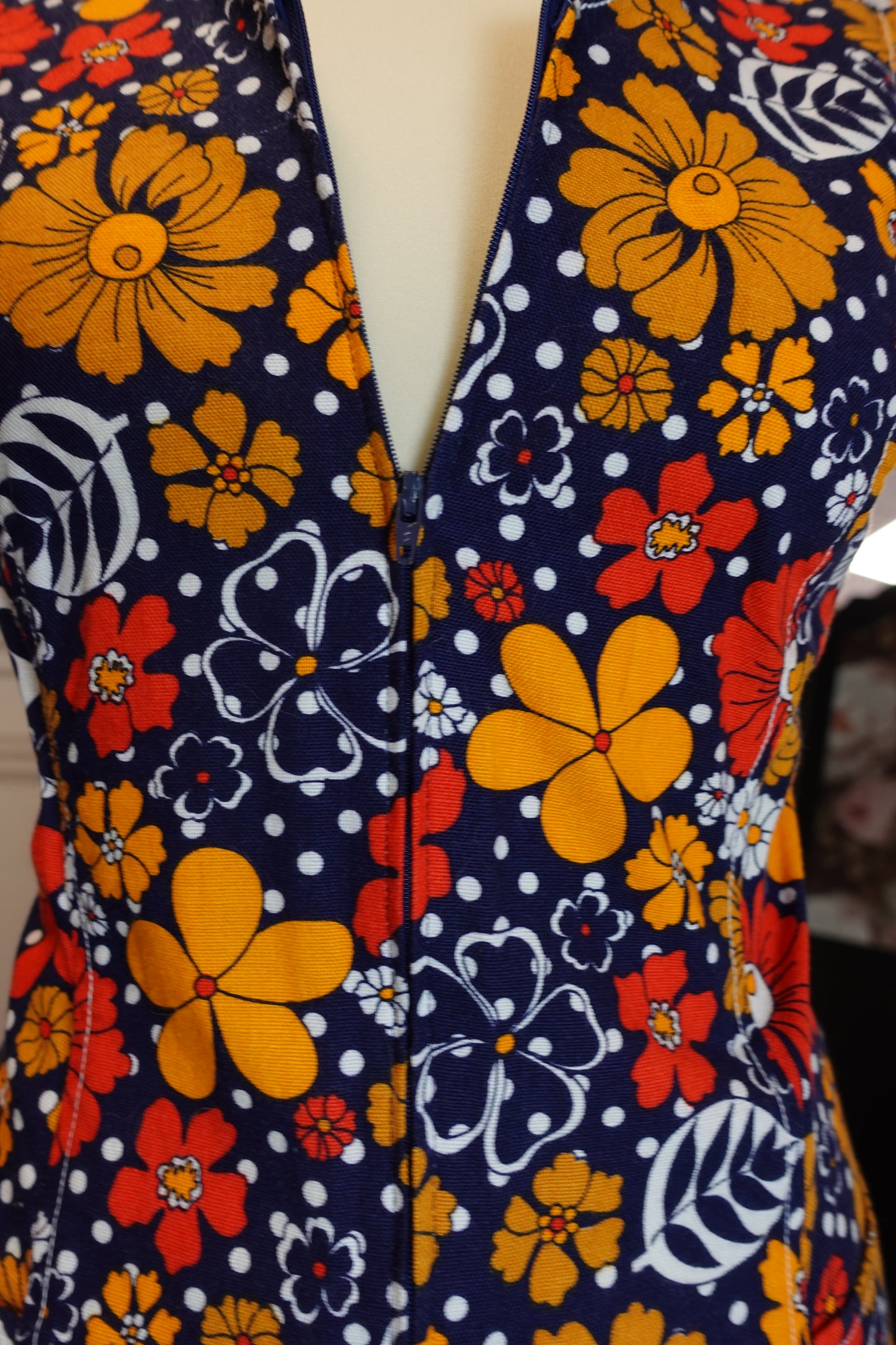 Robe vintage Hubert Made in France 60s-70s en coton fleuri – Taille 36
