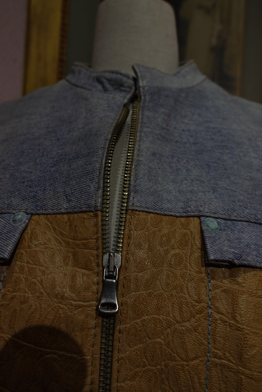 Le Biker "Cavalli" — Cuir Croco & Effet Denim (Luxe Vintage)