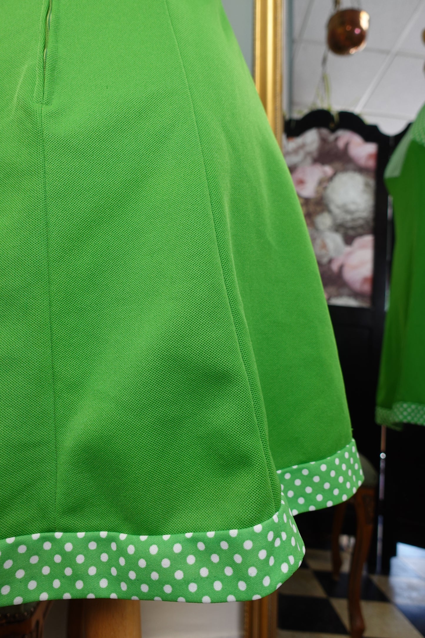 Robe vintage années 60/70 verte à pois