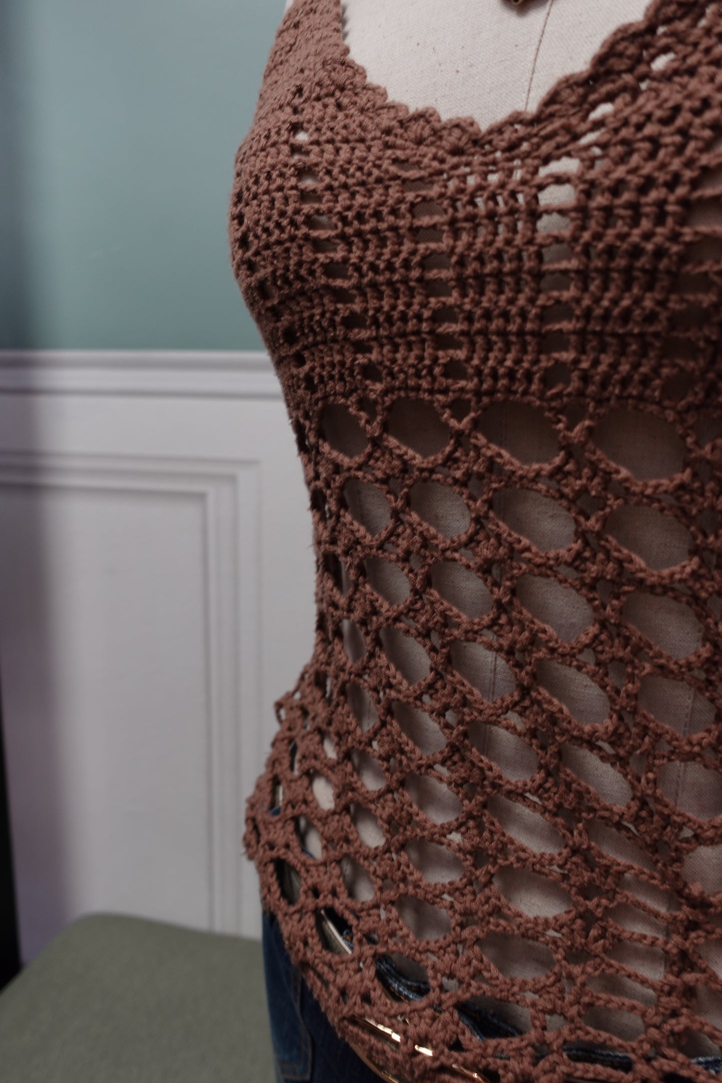 Top en crochet ajouré "Ipanema" – Marron Chocolat