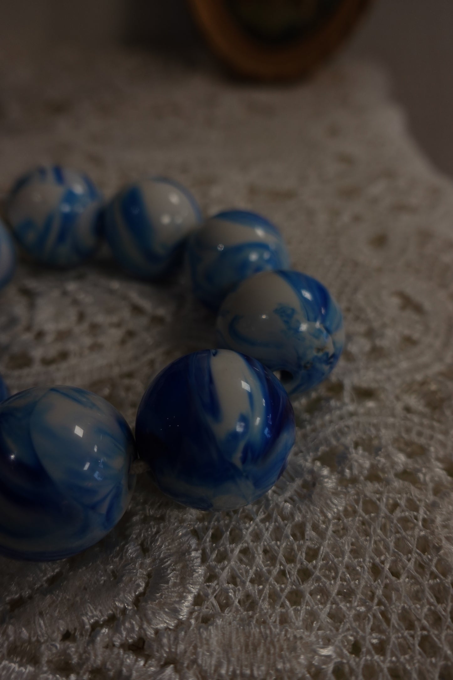 Bracelet "Chunky" Marbré - Bleu & Blanc