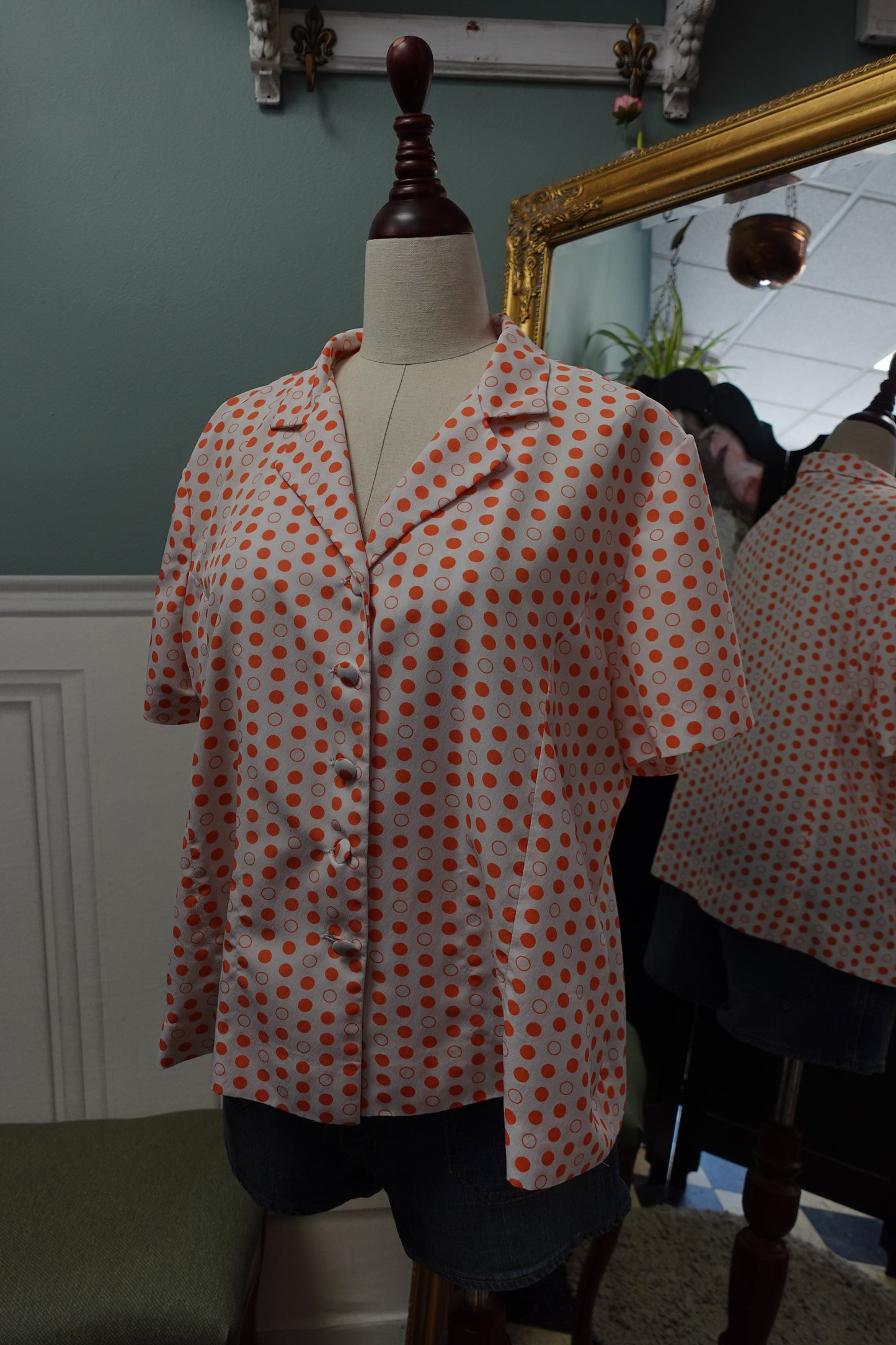 Chemise fluide à pois vitaminés "Sorbet" – Blanc, Corail & Rose