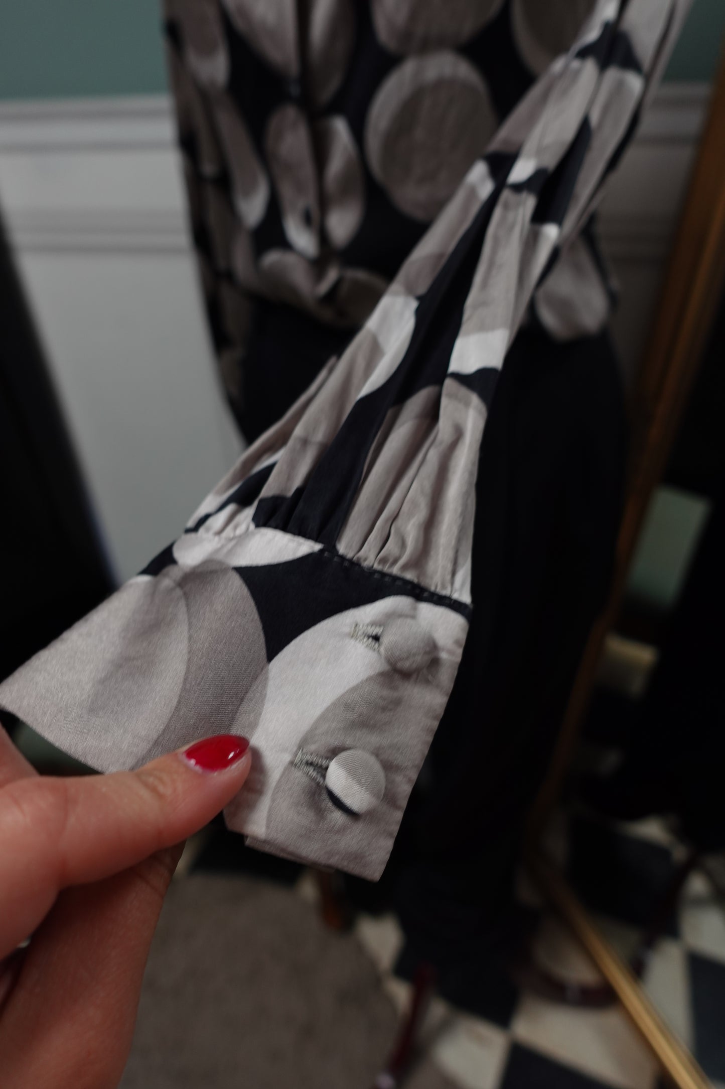 Chemise Caroll 100 % soie Made in France imprimé graphique T36