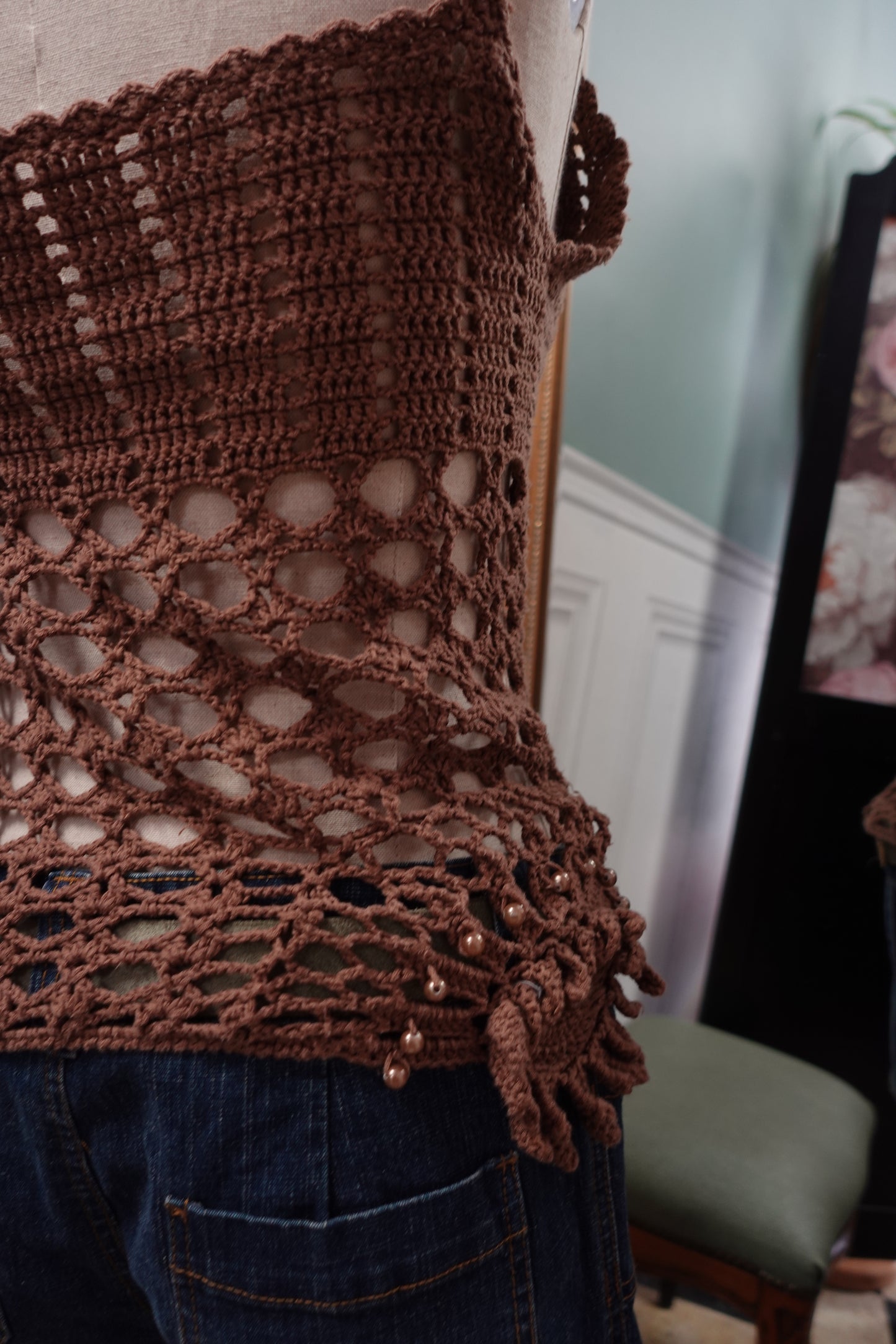 Top en crochet ajouré "Ipanema" – Marron Chocolat