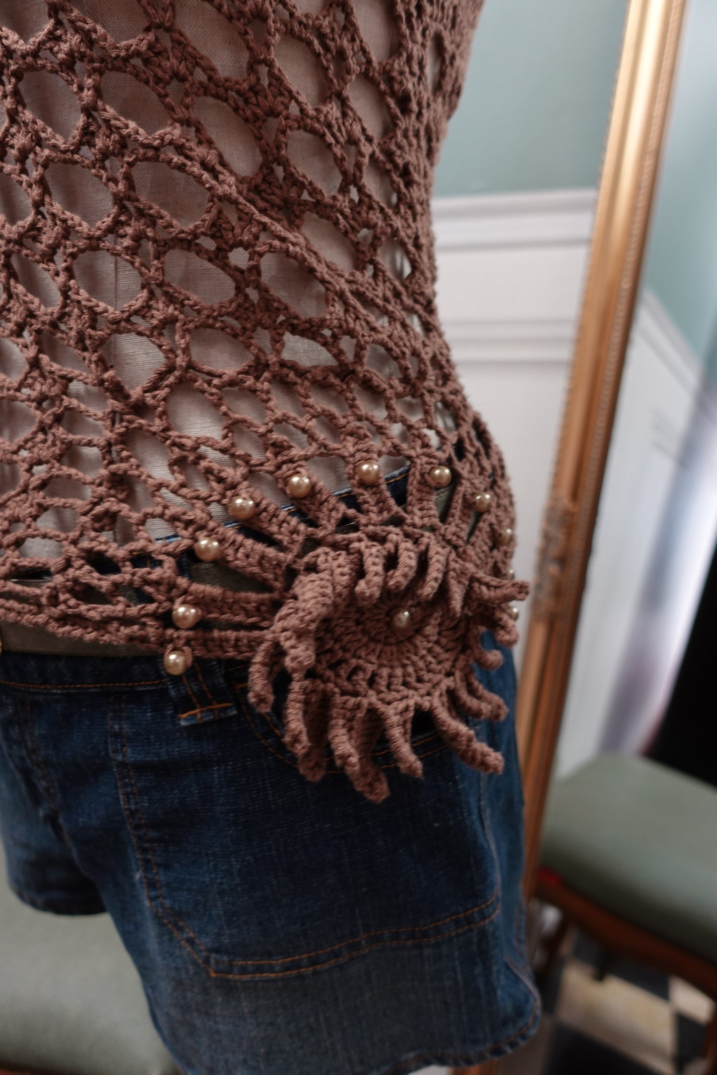 Top en crochet ajouré "Ipanema" – Marron Chocolat