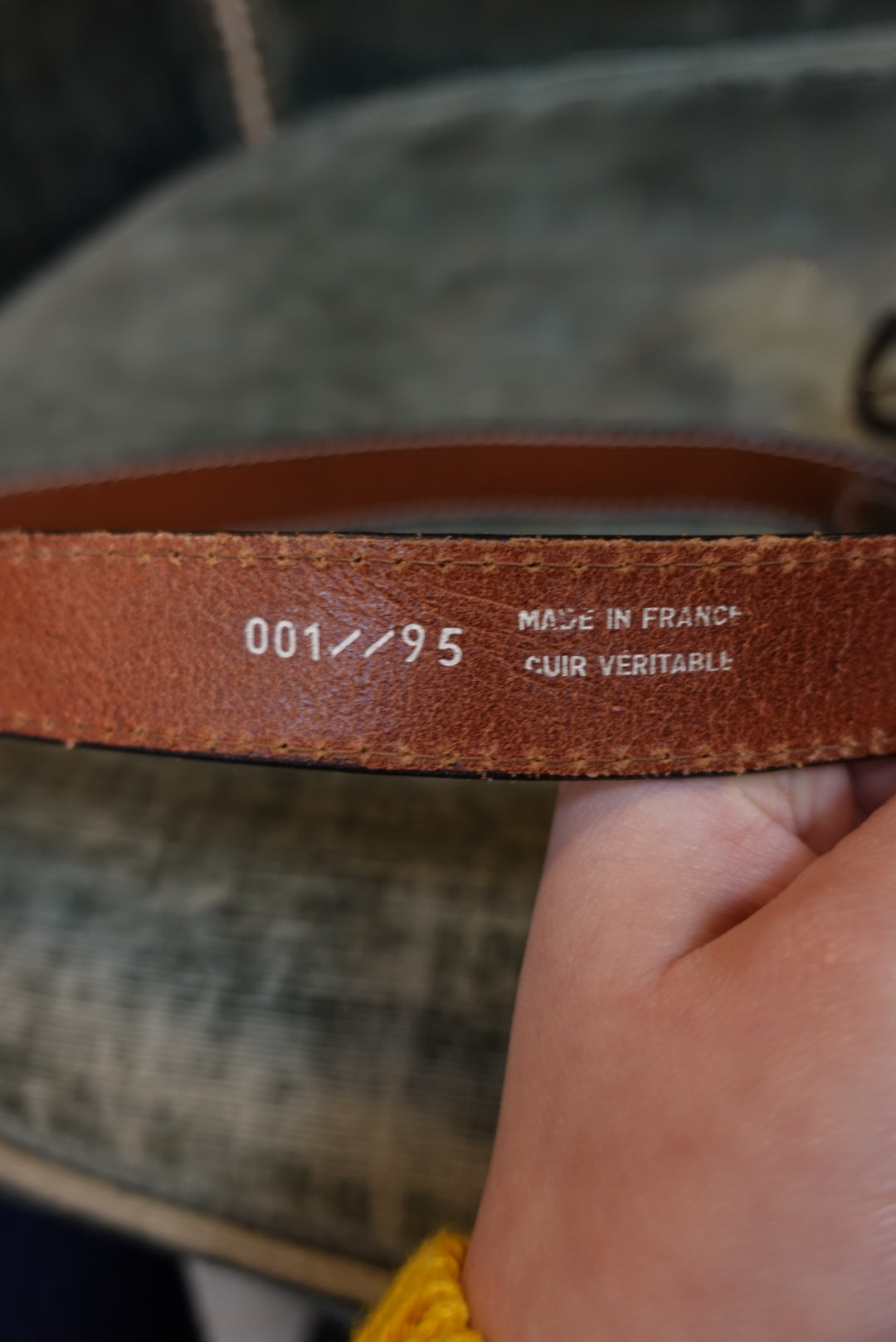 Ceinture Vintage Western en Cuir Marron - Motifs Aigles - Made in France (T.95)