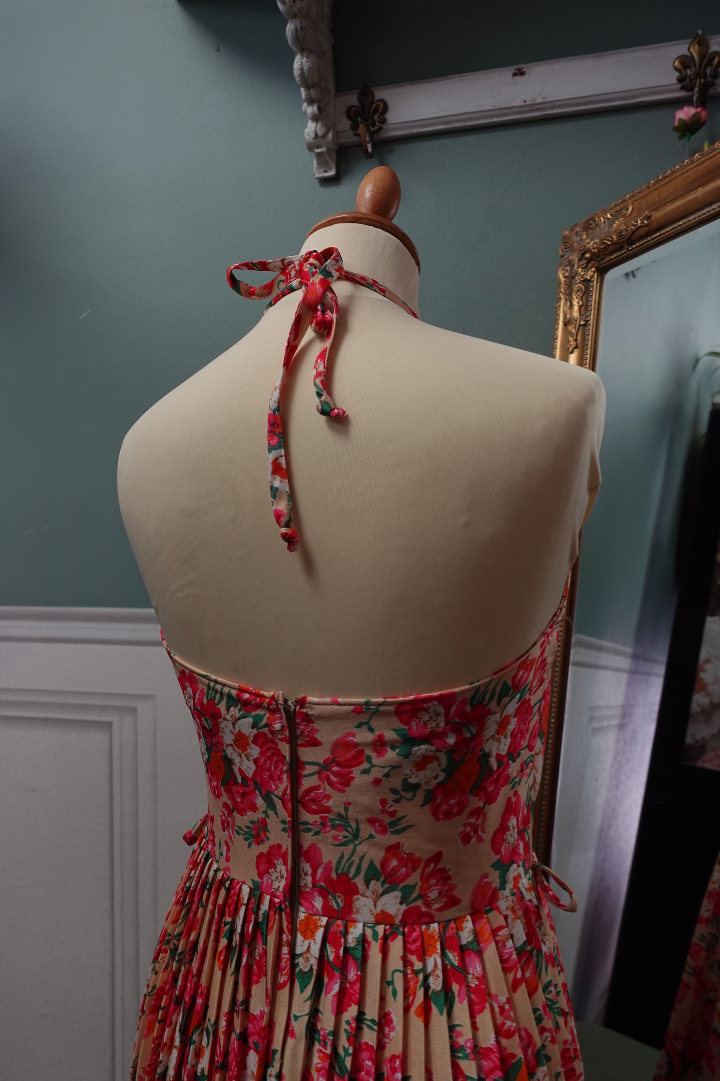 Robe midi dos nu plissée – Imprimé Floral John Rag Vintage
