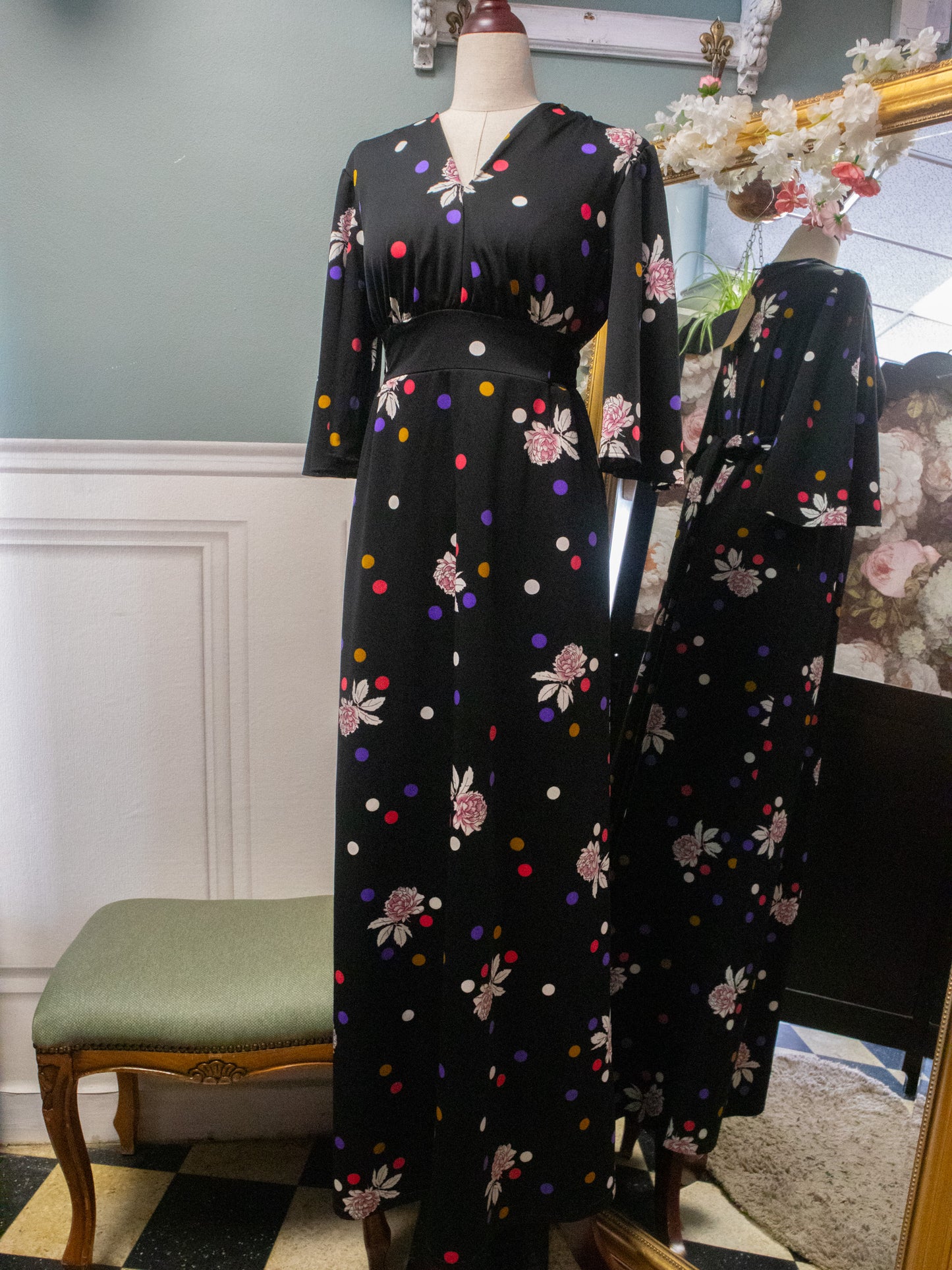 : Robe Maxi "Flora & Dots" à Liens Ajustables — Archive Vintage Bohème