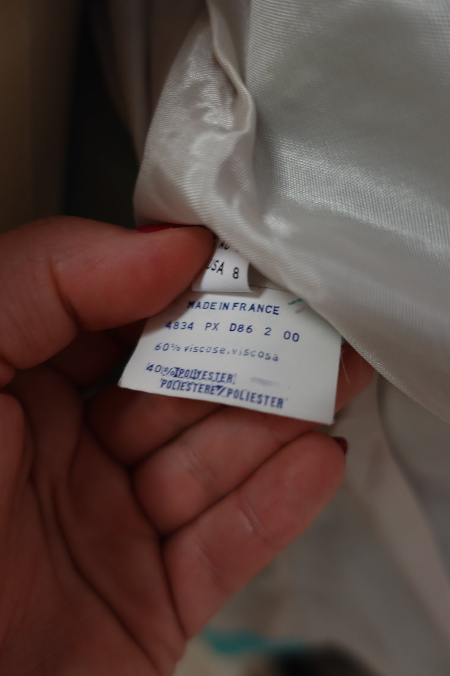 Veste tailleur vintage turquoise à boutons fleurs – Les Chemises Blanches France – Taille 38