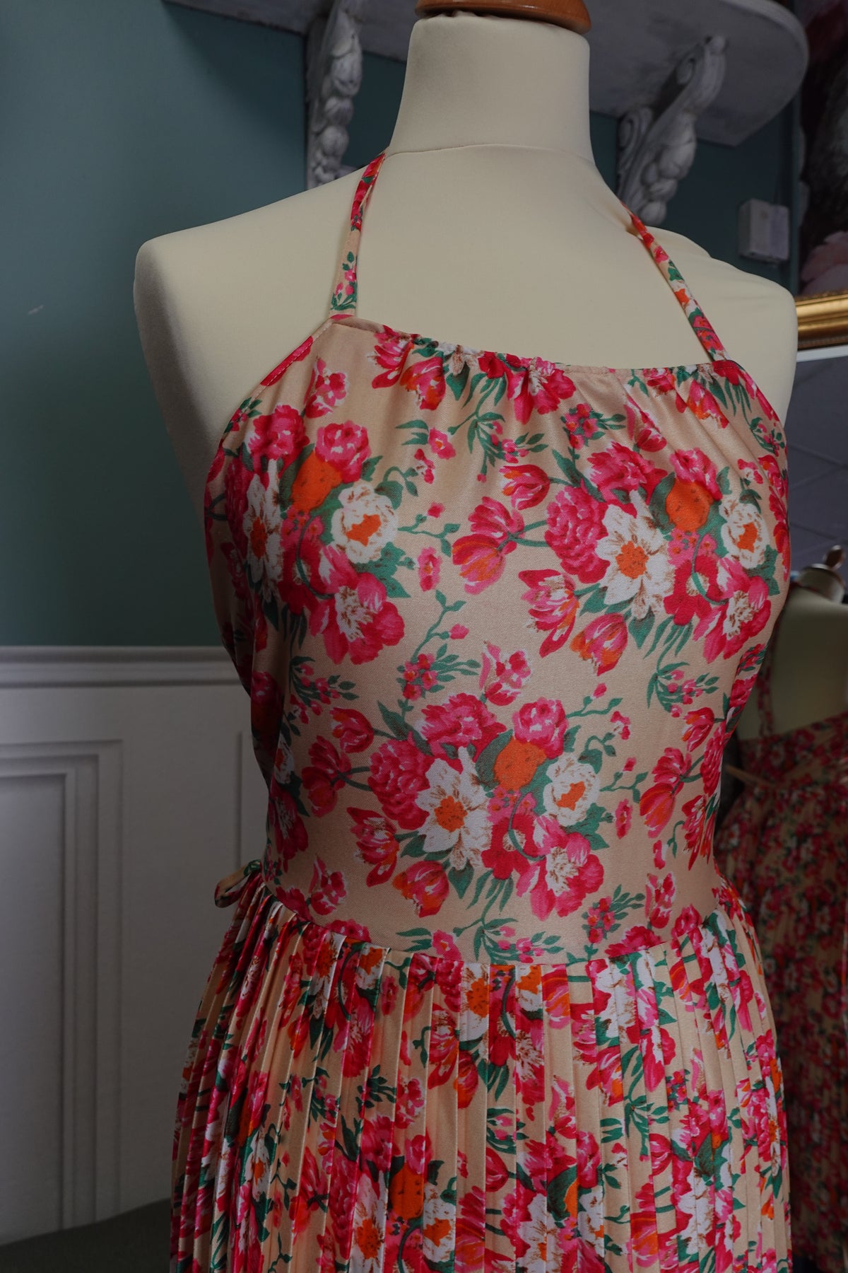 Robe midi dos nu plissée – Imprimé Floral John Rag Vintage